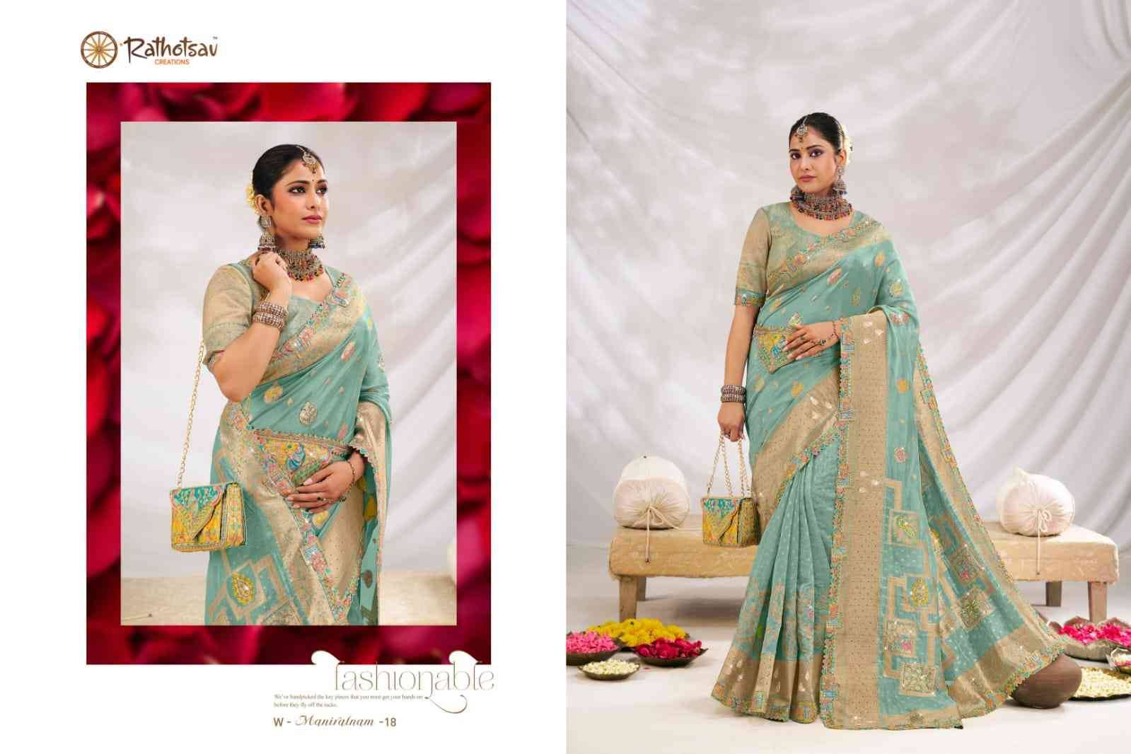 Maniratnam Vol-3 By Rathotsav 11 To 18 Series Indian Traditional Wear Collection Beautiful Stylish Fancy Colorful Party Wear & Occasional Wear Fancy Sarees At Wholesale Price