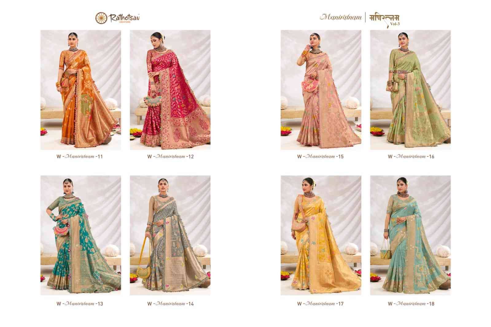 Maniratnam Vol-3 By Rathotsav 11 To 18 Series Indian Traditional Wear Collection Beautiful Stylish Fancy Colorful Party Wear & Occasional Wear Fancy Sarees At Wholesale Price