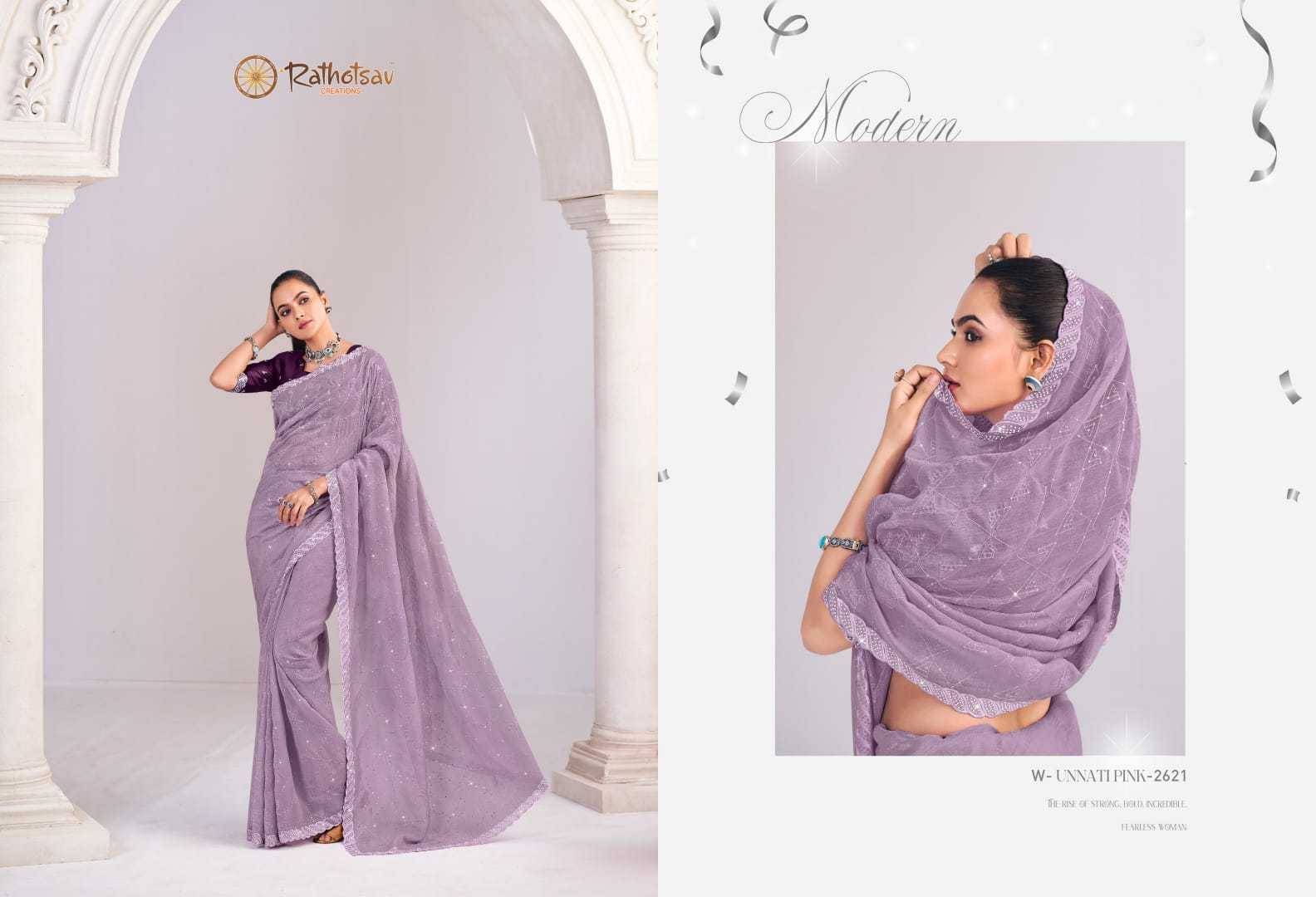 Unnati Pink By Rathotsav 2621 To 2627 Series Indian Traditional Wear Collection Beautiful Stylish Fancy Colorful Party Wear & Occasional Wear Chiffon Sarees At Wholesale Price