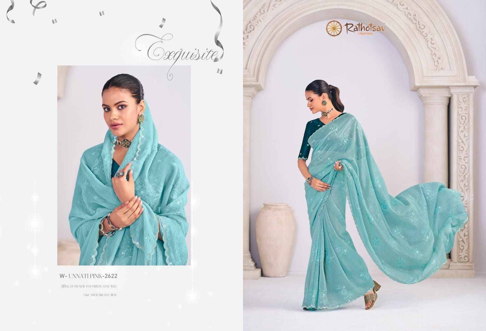 Unnati Pink By Rathotsav 2621 To 2627 Series Indian Traditional Wear Collection Beautiful Stylish Fancy Colorful Party Wear & Occasional Wear Chiffon Sarees At Wholesale Price