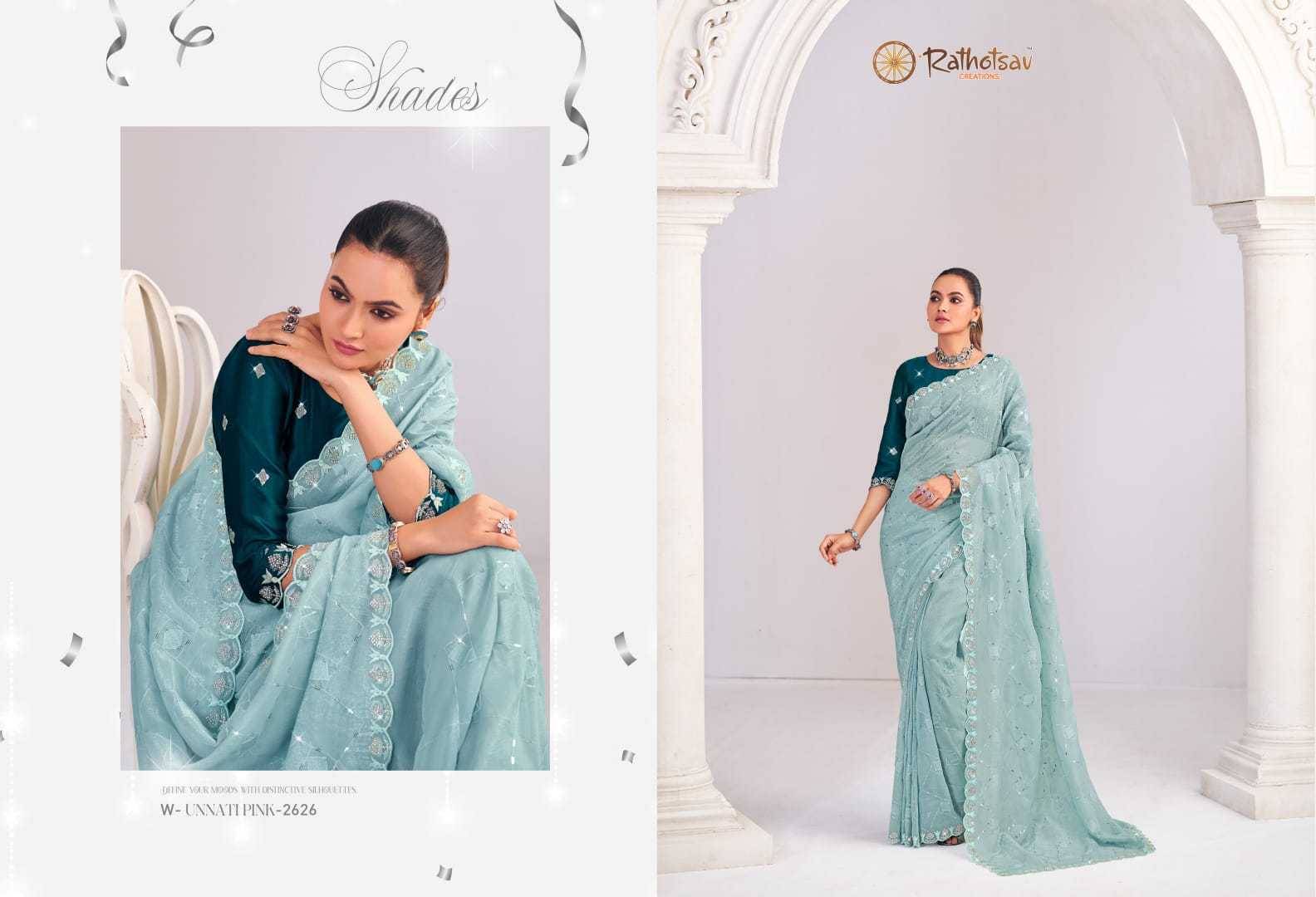 Unnati Pink By Rathotsav 2621 To 2627 Series Indian Traditional Wear Collection Beautiful Stylish Fancy Colorful Party Wear & Occasional Wear Chiffon Sarees At Wholesale Price
