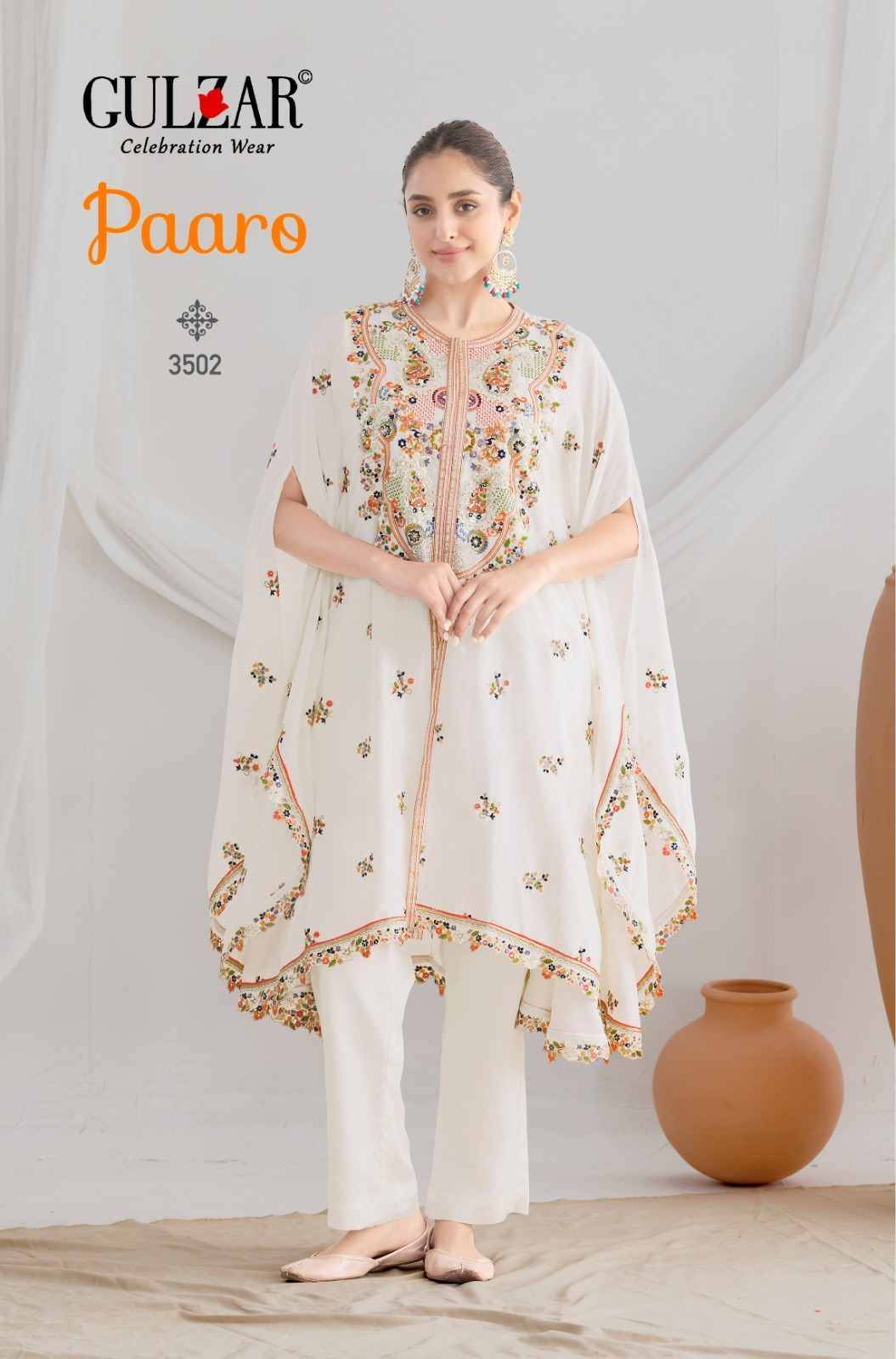 Paaro By Gulzar 3501 To 3503 Series Designer Stylish Fancy Colorful Beautiful Party Wear & Ethnic Wear Collection Chinnon Kaftan At Wholesale Price