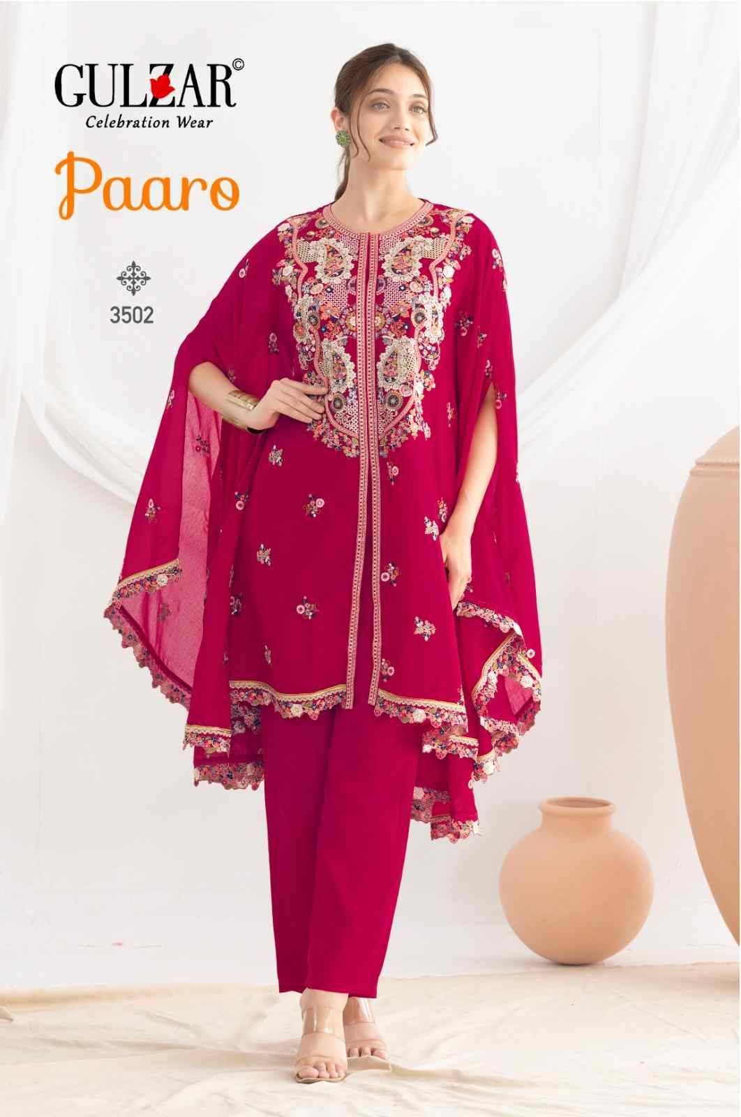 Paaro By Gulzar 3501 To 3503 Series Designer Stylish Fancy Colorful Beautiful Party Wear & Ethnic Wear Collection Chinnon Kaftan At Wholesale Price