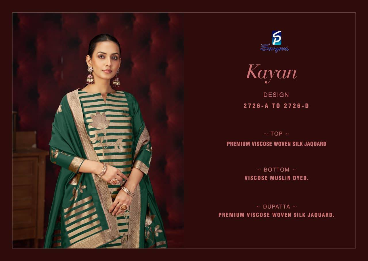 Kayan By Sargam Prints 2726-A To 2726-D Series Beautiful Festive Suits Stylish Fancy Colorful Casual Wear & Ethnic Wear Pure Viscose Silk Print Dresses At Wholesale Price