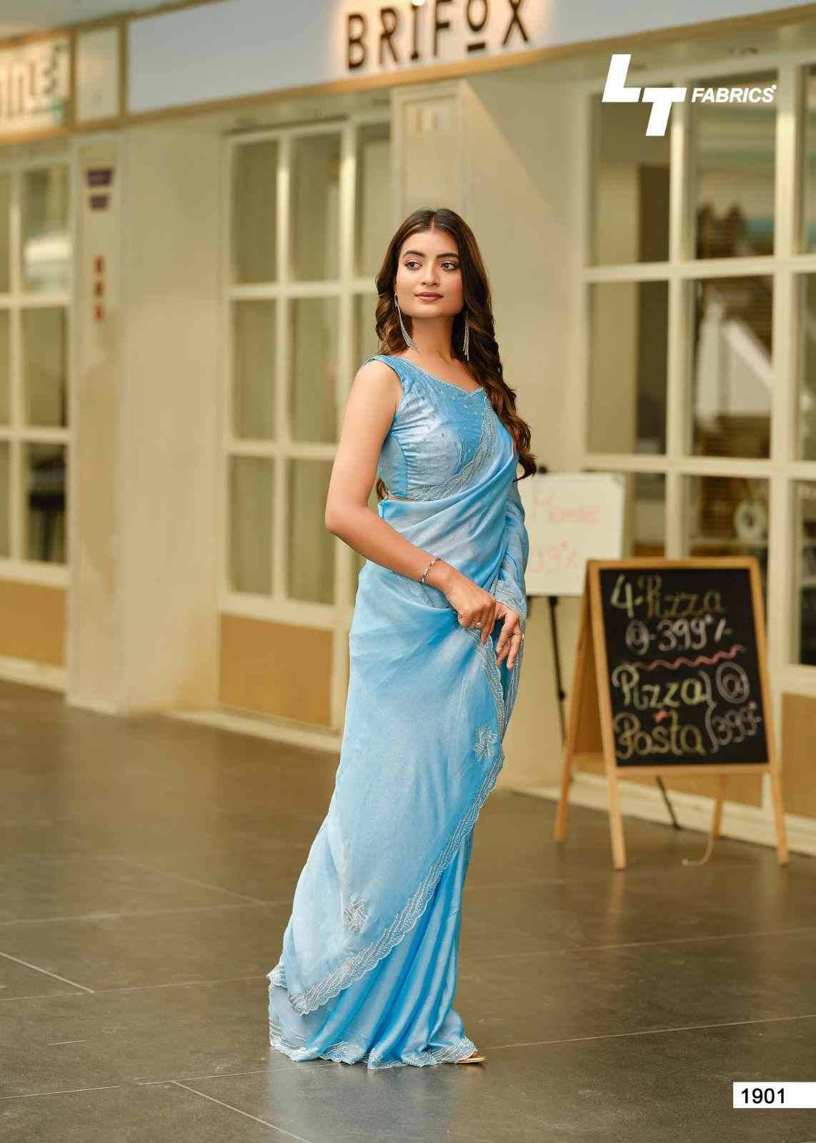 Primark Vol-19 By LT Fabrics 1901 To 1906 Series Indian Traditional Wear Collection Beautiful Stylish Fancy Colorful Party Wear & Occasional Wear Malai Silk Sarees At Wholesale Price