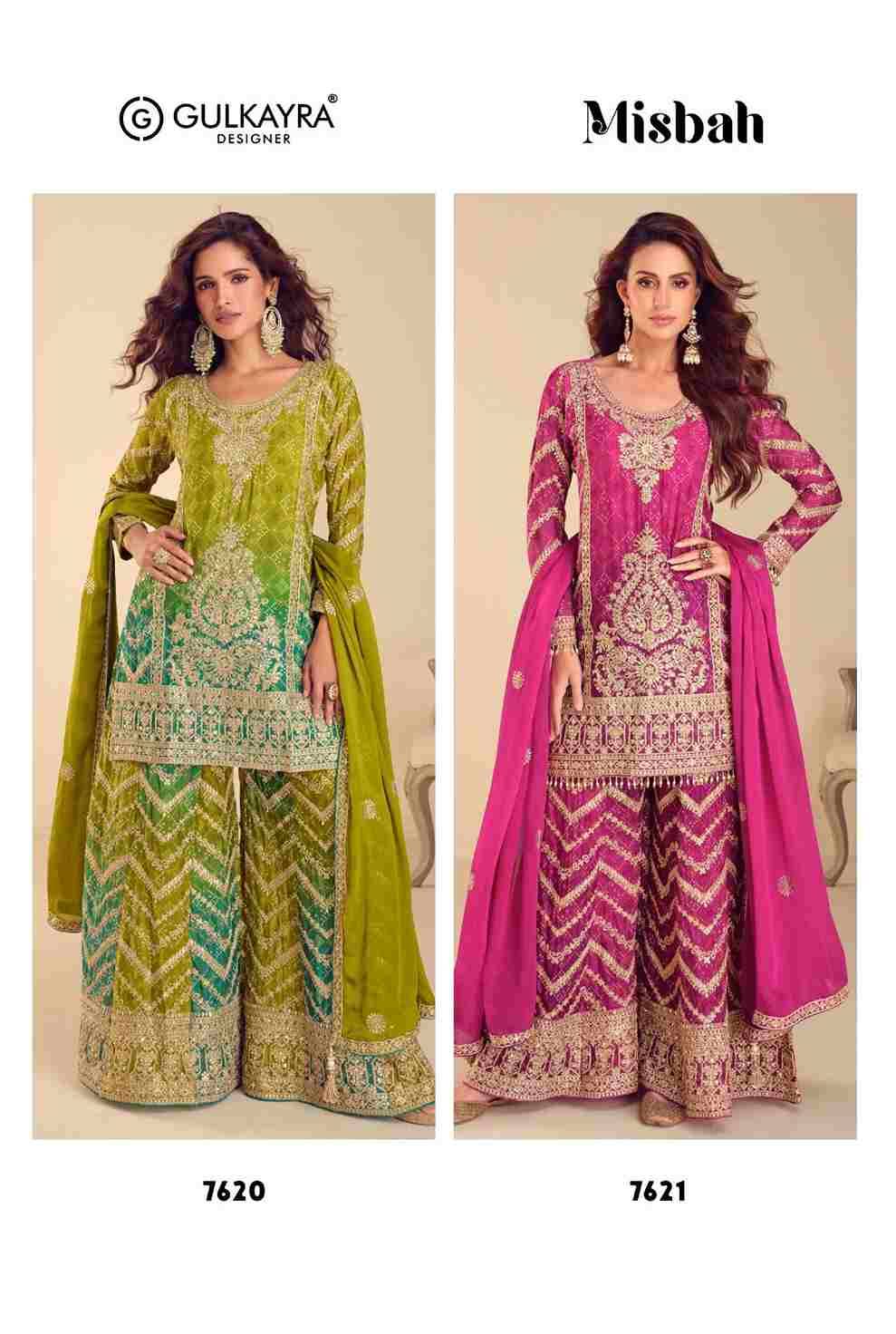 Misbah By Gulkayra Designer 7620 To 7621 Series Beautiful Sharara Suits Colorful Stylish Fancy Casual Wear & Ethnic Wear Chinnon Dresses At Wholesale Price