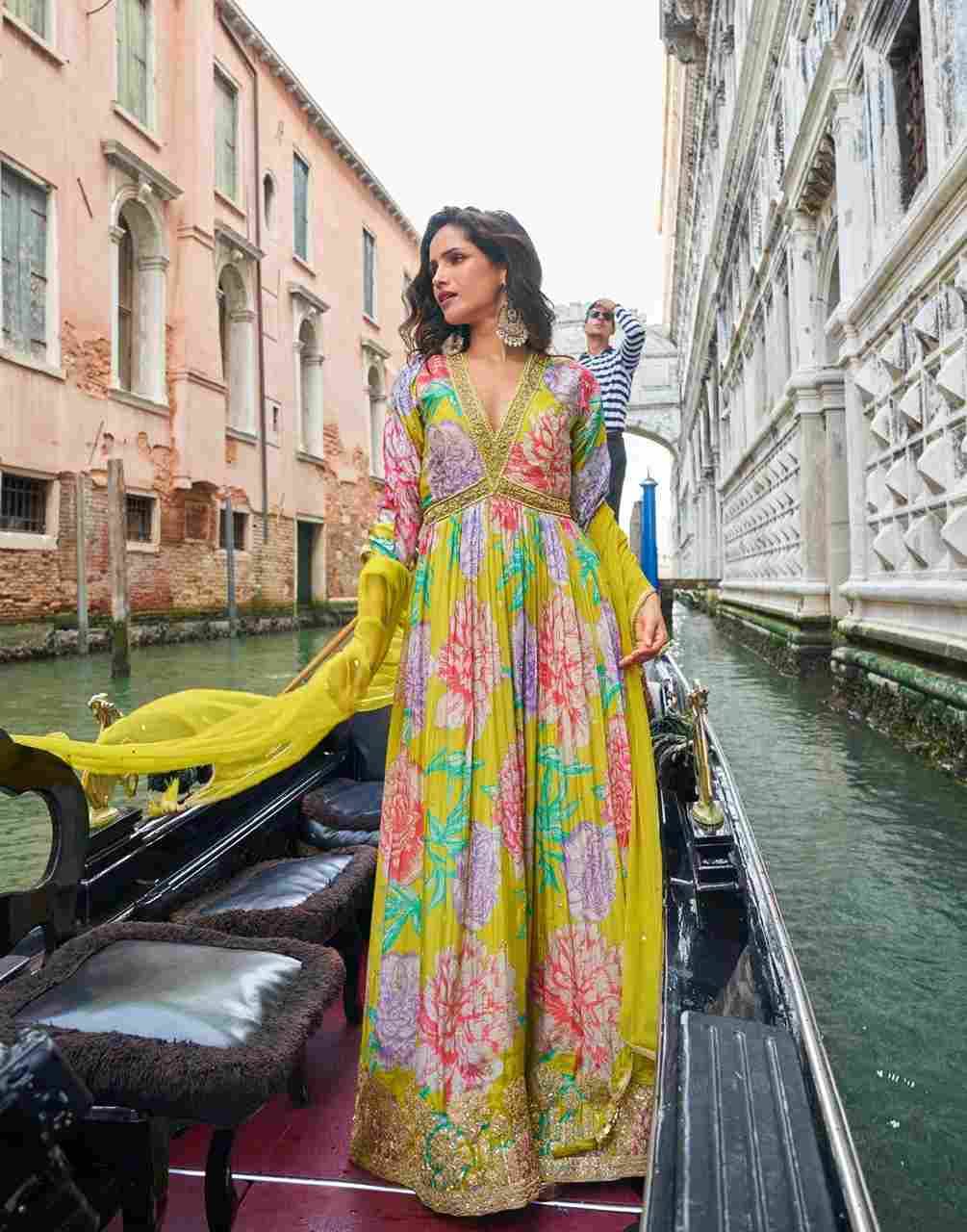 Geet By Sayuri 10074 To 10076 Series Designer Stylish Fancy Colorful Beautiful Party Wear & Ethnic Wear Collection Premium Chinnon Silk Gowns With Dupatta At Wholesale Price