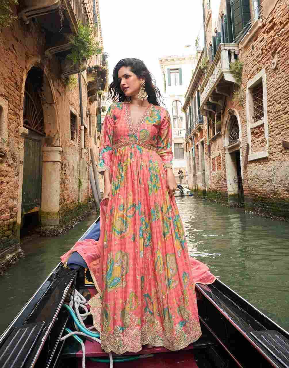 Geet By Sayuri 10074 To 10076 Series Designer Stylish Fancy Colorful Beautiful Party Wear & Ethnic Wear Collection Premium Chinnon Silk Gowns With Dupatta At Wholesale Price