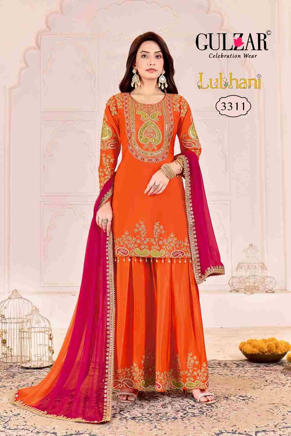 Lubhani By Gulzar 3311 To 3314 Series Beautiful Sharara Suits Colorful Stylish Fancy Casual Wear & Ethnic Wear Chinnon Dresses At Wholesale Price