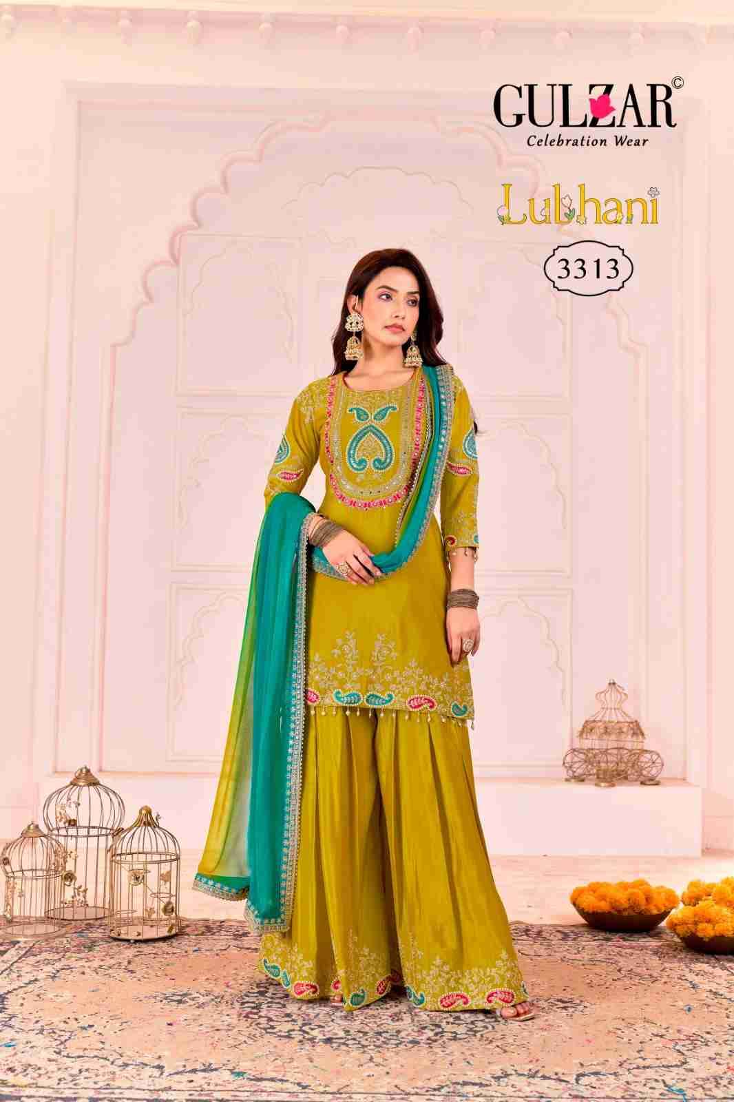 Lubhani By Gulzar 3311 To 3314 Series Beautiful Sharara Suits Colorful Stylish Fancy Casual Wear & Ethnic Wear Chinnon Dresses At Wholesale Price