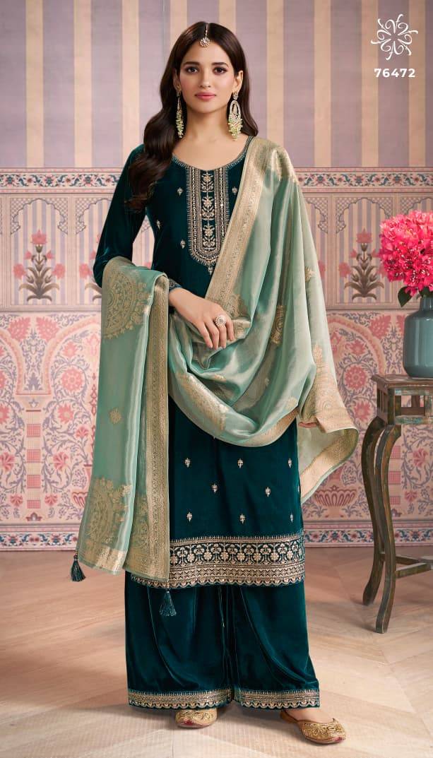 Kaveri By Kuleesh 76471 To 76474 Series Designer Festive Suits Collection Beautiful Stylish Fancy Colorful Party Wear & Occasional Wear Velvet Dresses At Wholesale Price