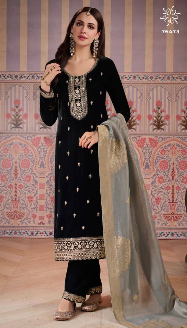 Kaveri By Kuleesh 76471 To 76474 Series Designer Festive Suits Collection Beautiful Stylish Fancy Colorful Party Wear & Occasional Wear Velvet Dresses At Wholesale Price