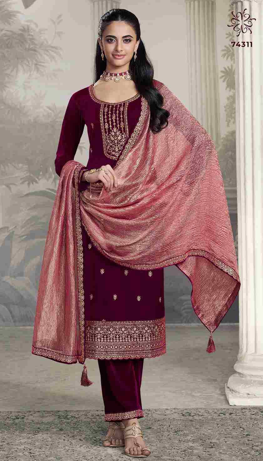 Vedanshi By Kuleesh 74311 To 74314 Series Designer Festive Suits Collection Beautiful Stylish Fancy Colorful Party Wear & Occasional Wear Velvet Dresses At Wholesale Price