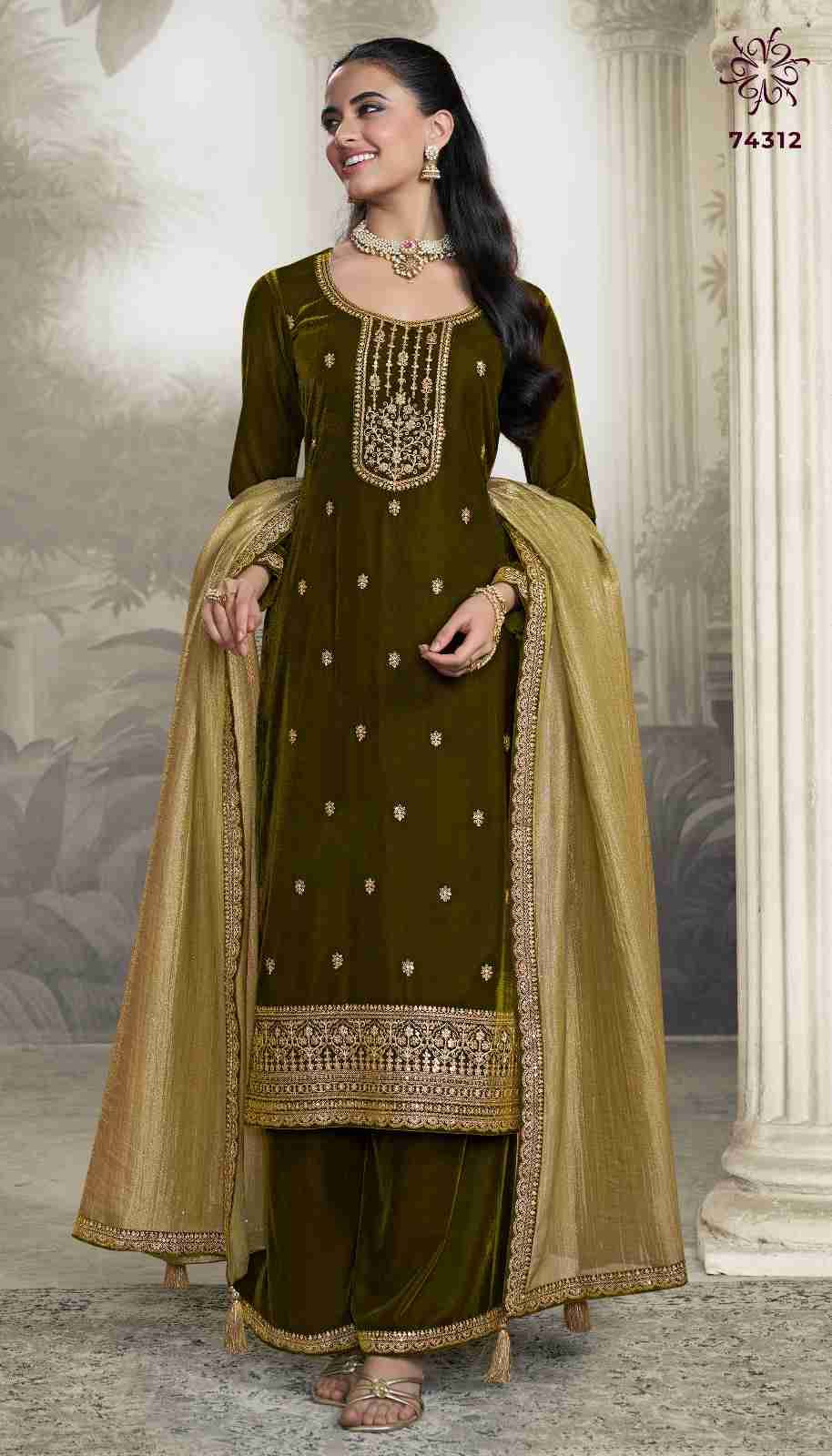 Vedanshi By Kuleesh 74311 To 74314 Series Designer Festive Suits Collection Beautiful Stylish Fancy Colorful Party Wear & Occasional Wear Velvet Dresses At Wholesale Price