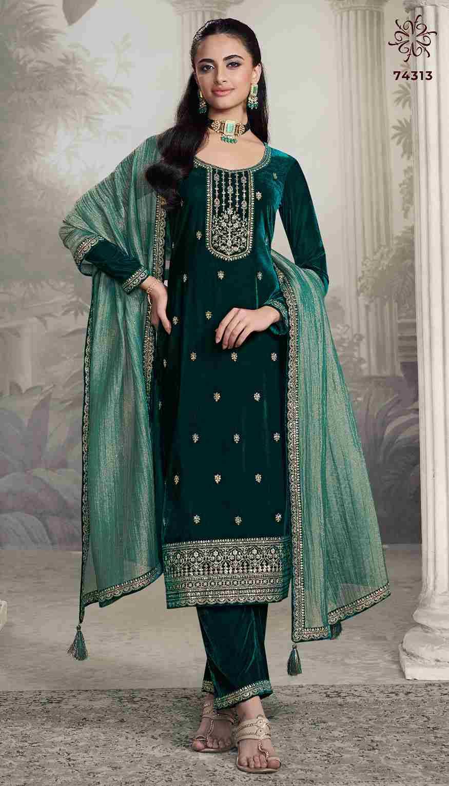 Vedanshi By Kuleesh 74311 To 74314 Series Designer Festive Suits Collection Beautiful Stylish Fancy Colorful Party Wear & Occasional Wear Velvet Dresses At Wholesale Price