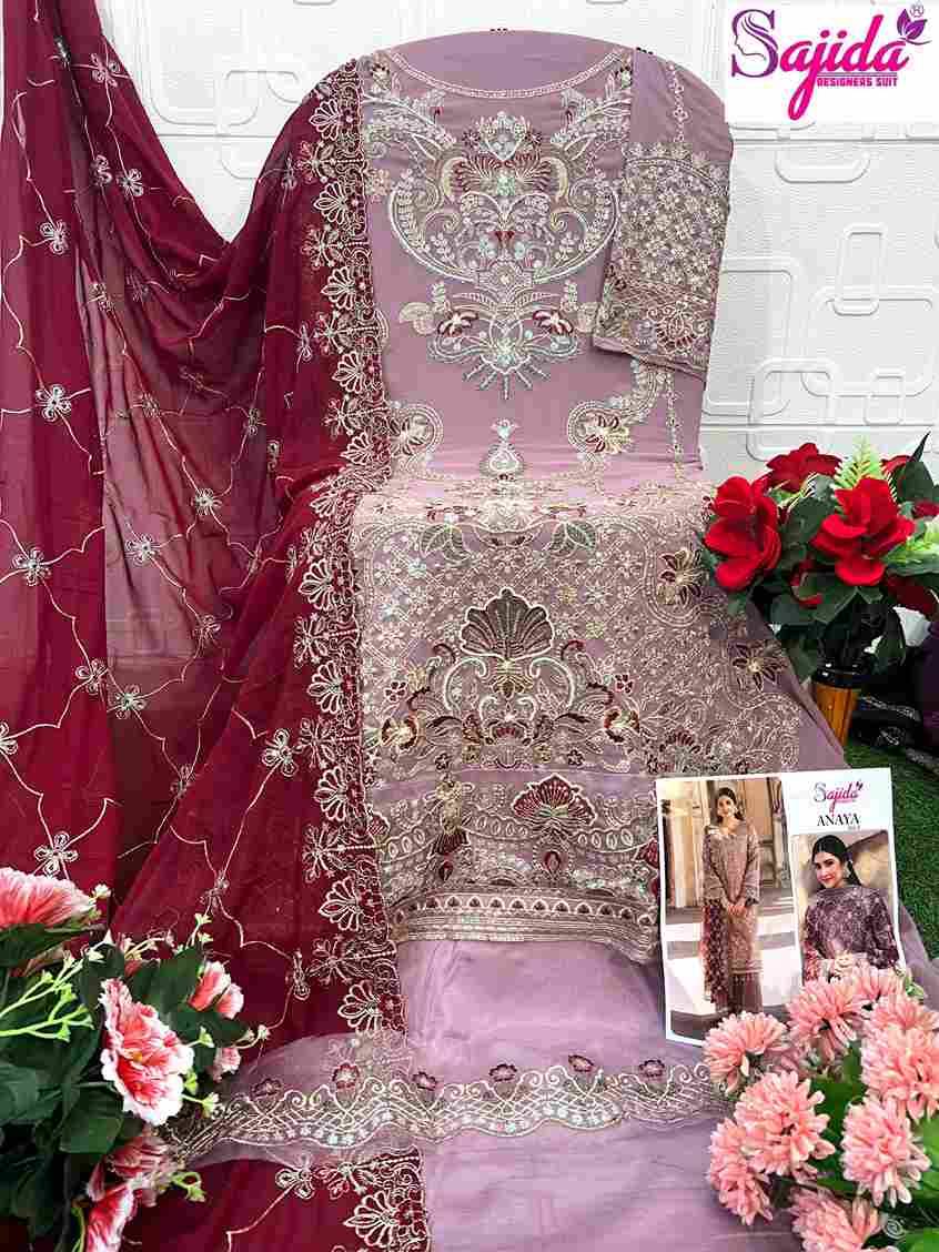 Anaya Vol-3 By Sajida Designer Suit 1116 To 1118 Series Designer Pakistani Suits Beautiful Fancy Stylish Colorful Party Wear & Occasional Wear Faux Georgette With Embroidery Dresses At Wholesale Price