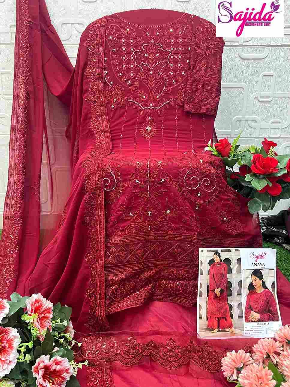 Anaya Vol-3 By Sajida Designer Suit 1116 To 1118 Series Designer Pakistani Suits Beautiful Fancy Stylish Colorful Party Wear & Occasional Wear Faux Georgette With Embroidery Dresses At Wholesale Price