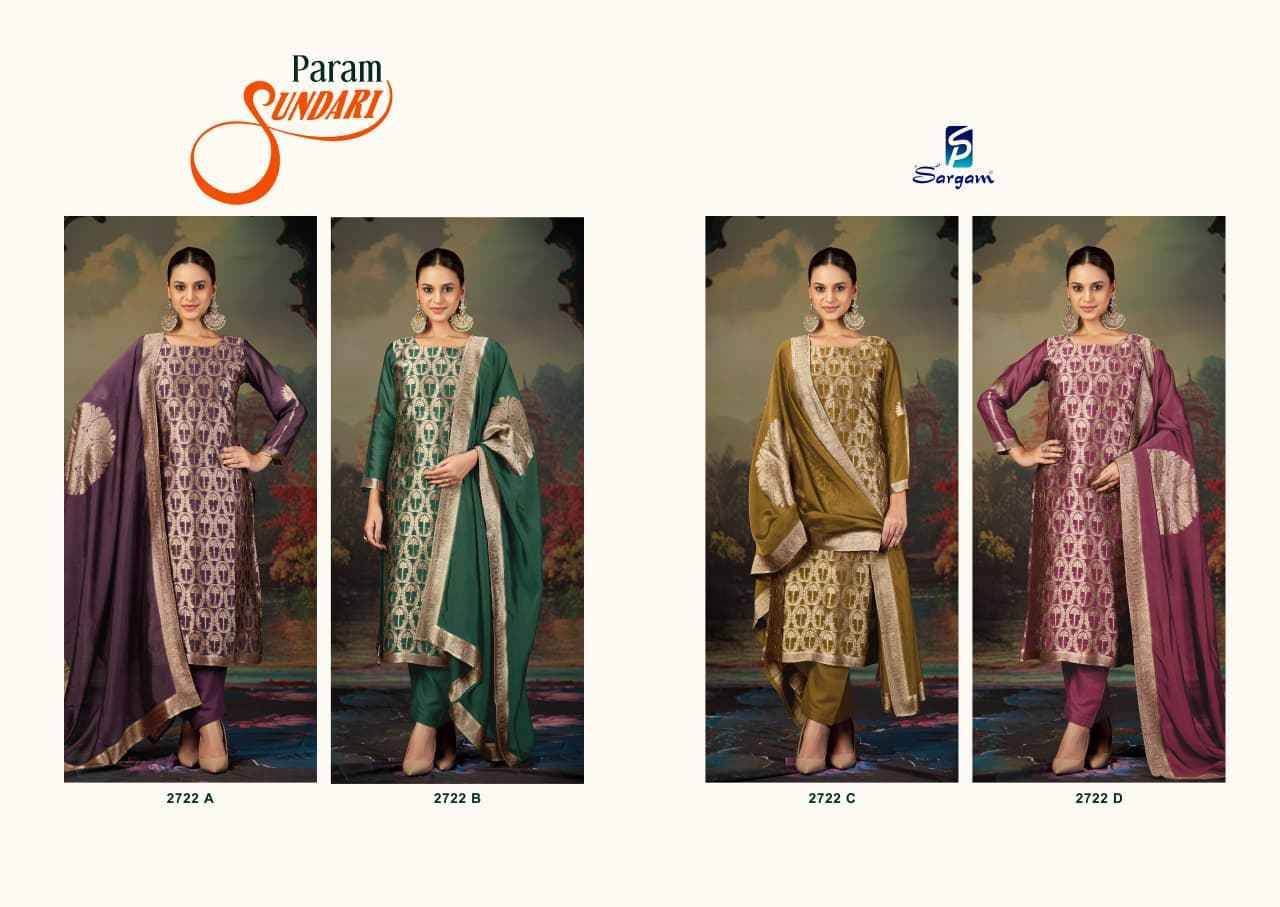 Param Sundari By Sargam Prints 2722-A To 2722-D Series Beautiful Festive Suits Stylish Fancy Colorful Casual Wear & Ethnic Wear Pure Viscose Silk Print Dresses At Wholesale Price