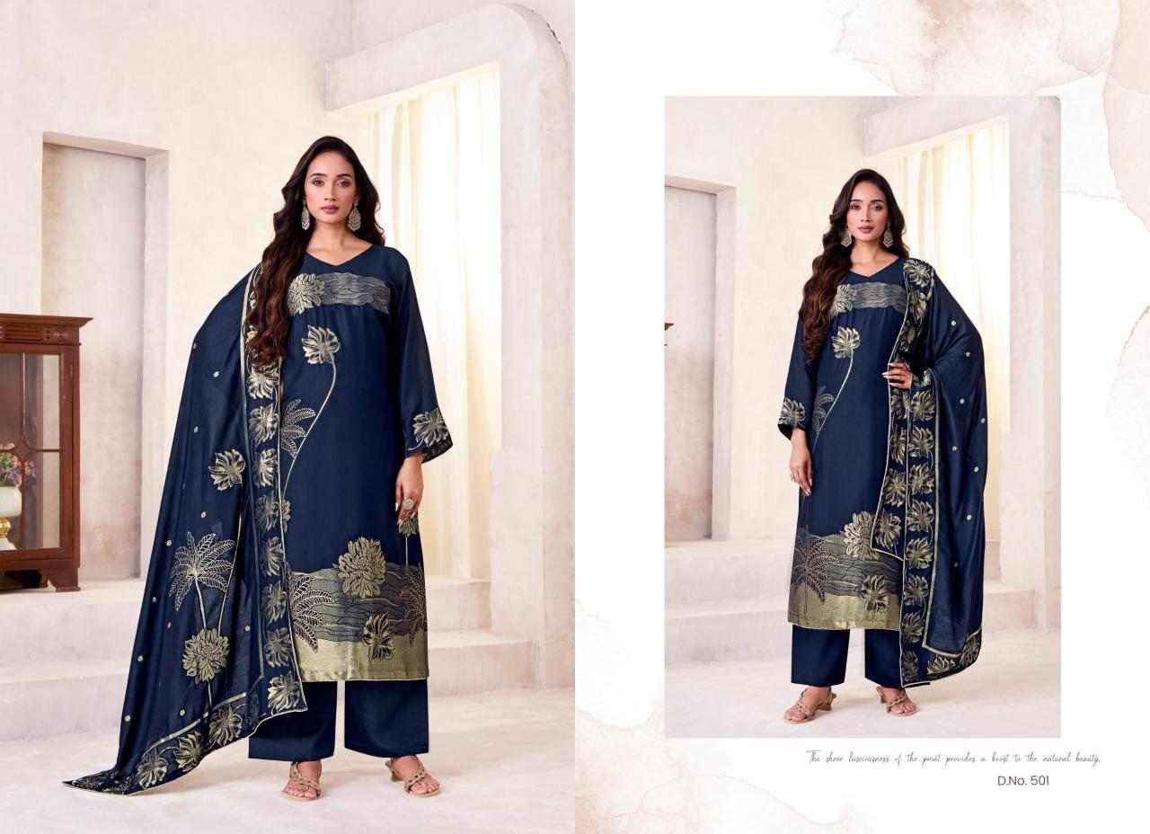 Zeya By Tanishk Fashion 501 To 504 Series Beautiful Festive Suits Colorful Stylish Fancy Casual Wear & Ethnic Wear Muslin Jacquard Dresses At Wholesale Price