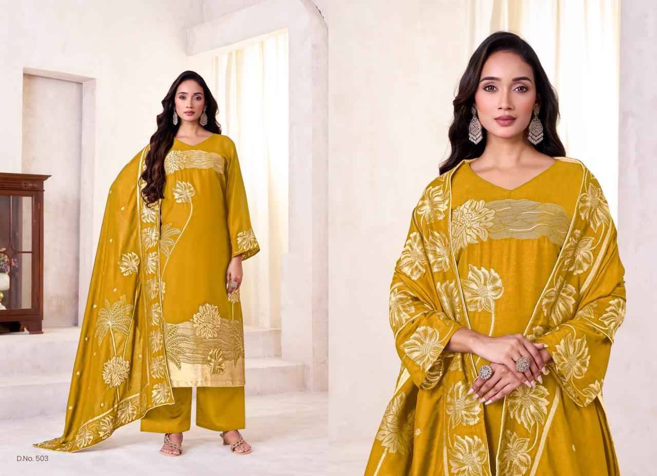 Zeya By Tanishk Fashion 501 To 504 Series Beautiful Festive Suits Colorful Stylish Fancy Casual Wear & Ethnic Wear Muslin Jacquard Dresses At Wholesale Price