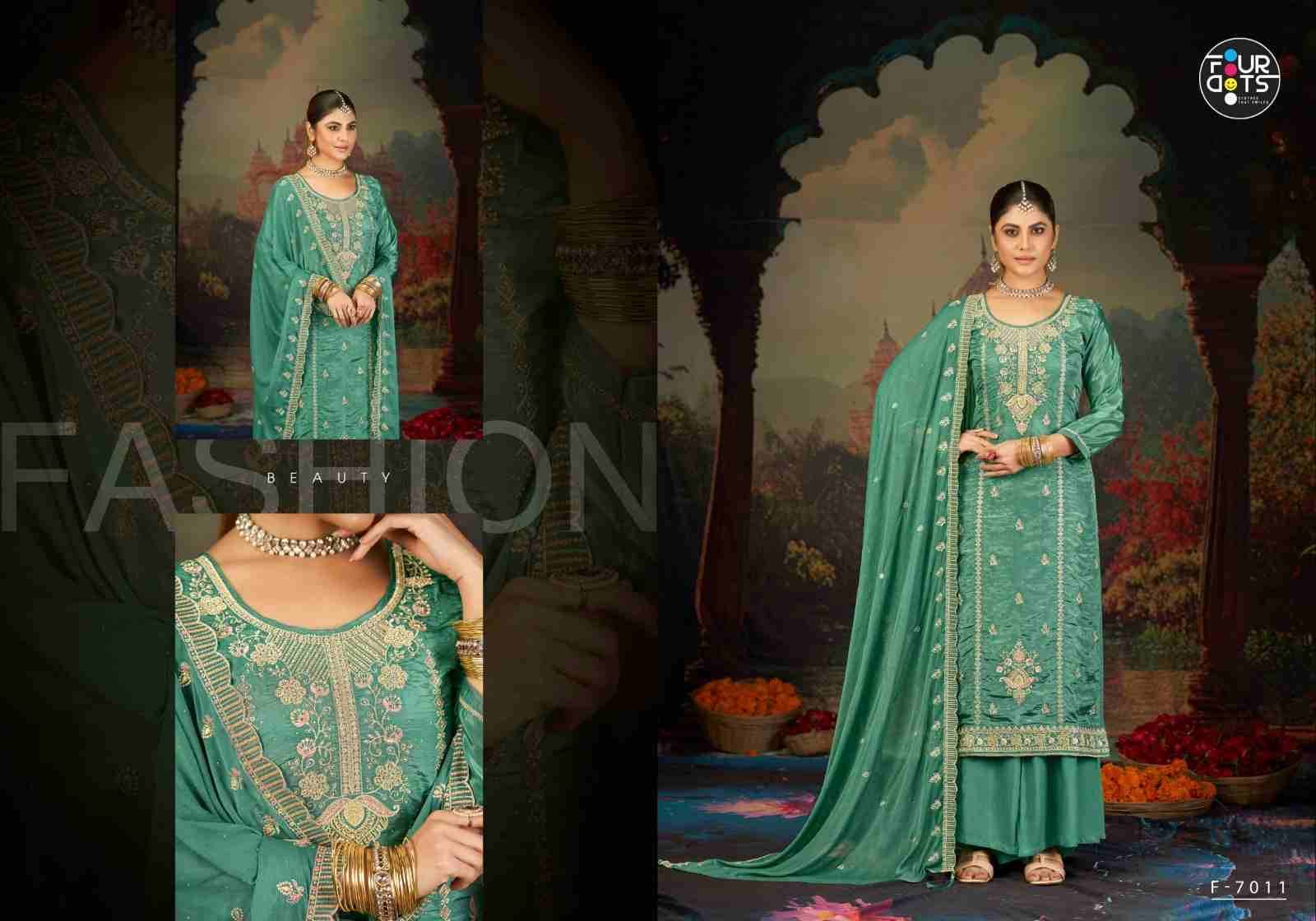Yamuna By Four Dots 7011 To 7014 Series Designer Stylish Fancy Colorful Beautiful Party Wear & Ethnic Wear Collection Organza Dresses At Wholesale Price