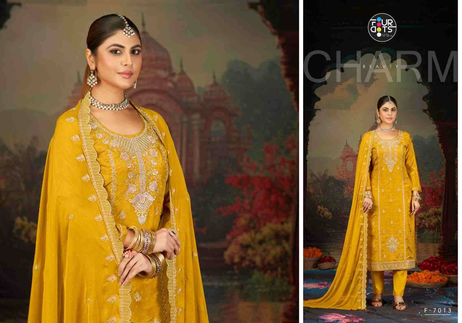 Yamuna By Four Dots 7011 To 7014 Series Designer Stylish Fancy Colorful Beautiful Party Wear & Ethnic Wear Collection Organza Dresses At Wholesale Price