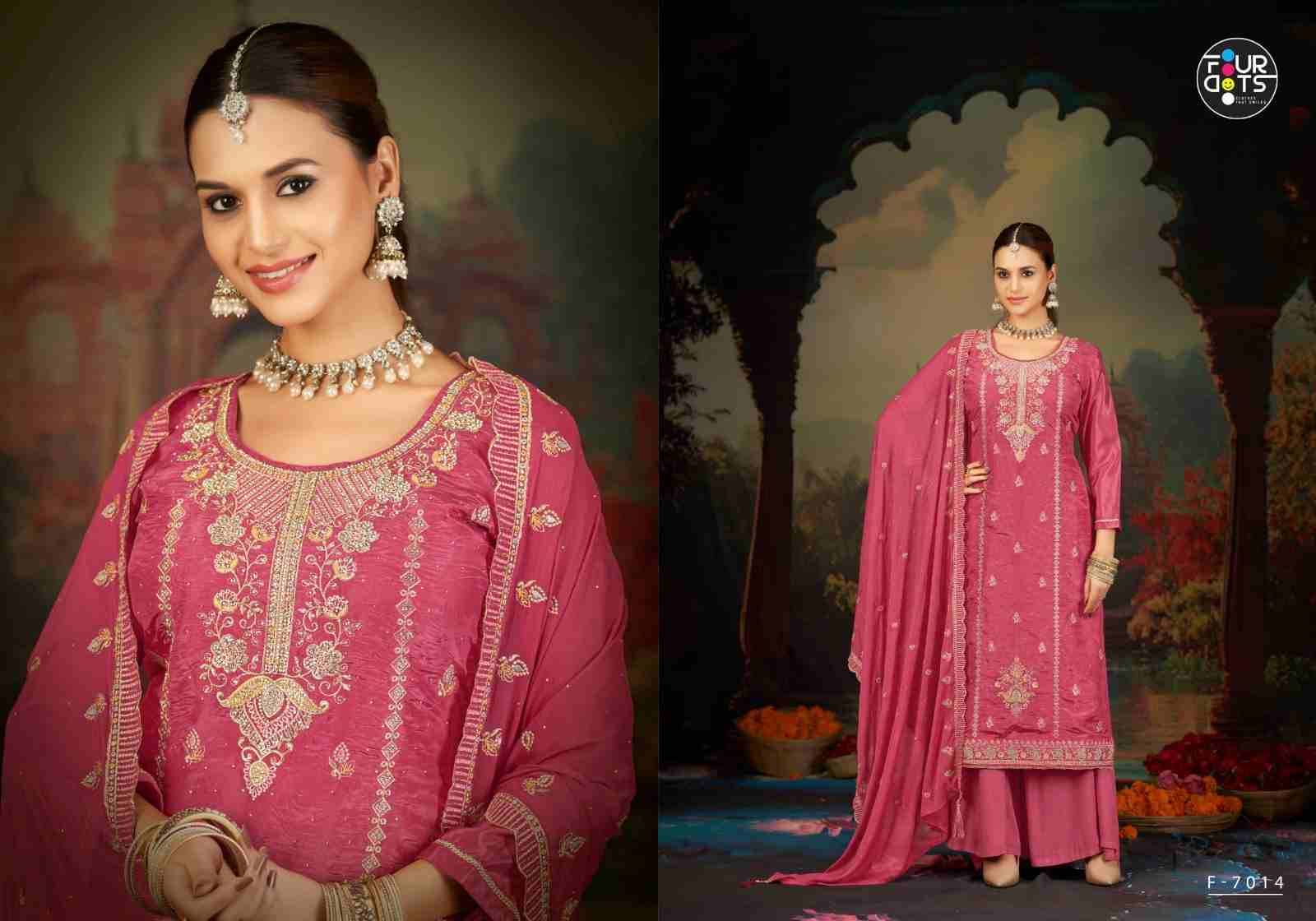 Yamuna By Four Dots 7011 To 7014 Series Designer Stylish Fancy Colorful Beautiful Party Wear & Ethnic Wear Collection Organza Dresses At Wholesale Price