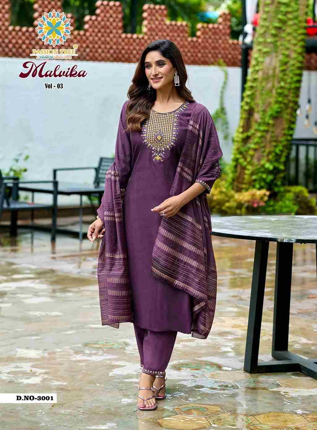 Malvika Vol-3 By Passion Tree 3001 To 3008 Series Beautiful Festive Suits Colorful Stylish Fancy Casual Wear & Ethnic Wear Vatican Dresses At Wholesale Price