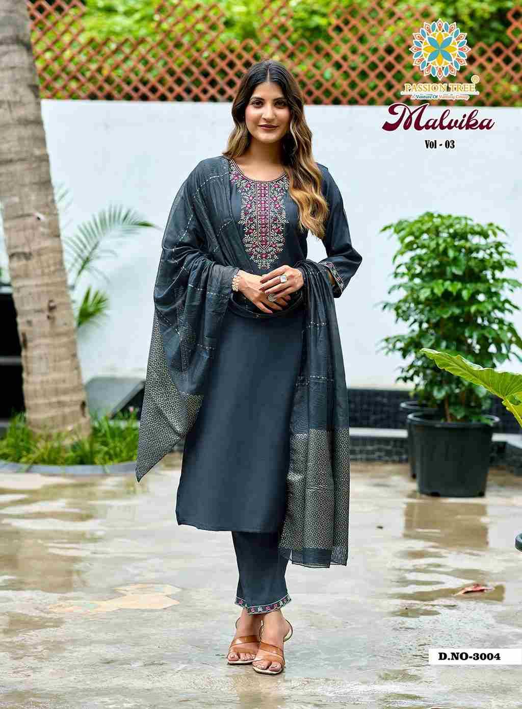 Malvika Vol-3 By Passion Tree 3001 To 3008 Series Beautiful Festive Suits Colorful Stylish Fancy Casual Wear & Ethnic Wear Vatican Dresses At Wholesale Price