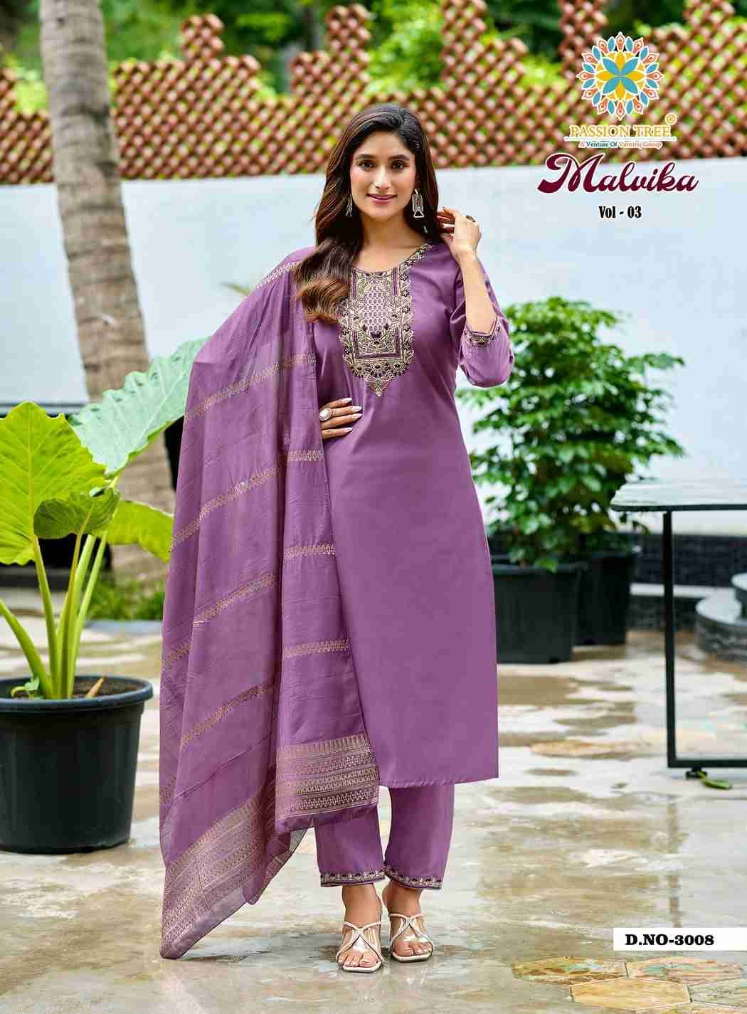 Malvika Vol-3 By Passion Tree 3001 To 3008 Series Beautiful Festive Suits Colorful Stylish Fancy Casual Wear & Ethnic Wear Vatican Dresses At Wholesale Price