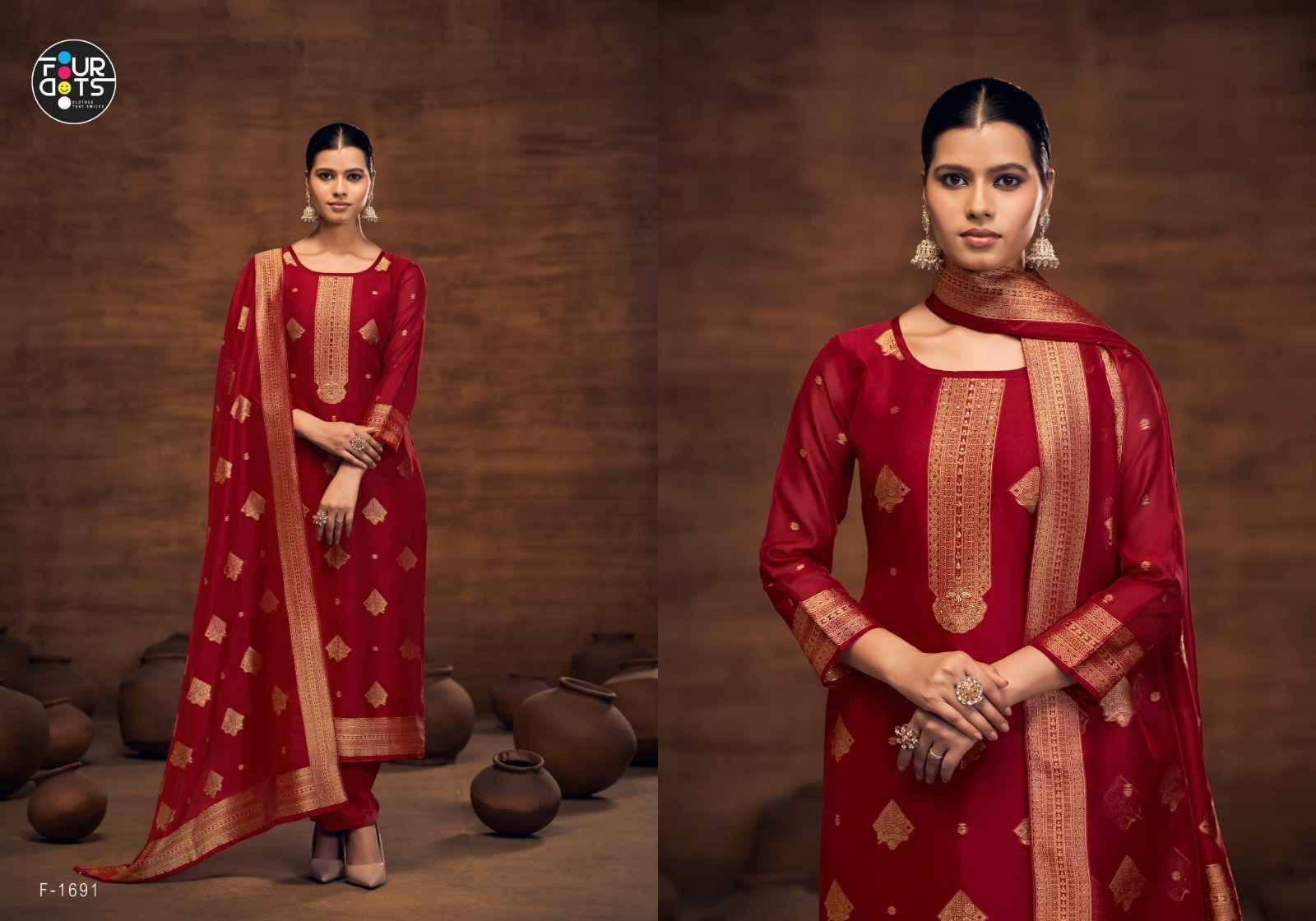Kalaa By Four Dots 1691 To 1694 Series Designer Stylish Fancy Colorful Beautiful Party Wear & Ethnic Wear Collection Organza Silk Dresses At Wholesale Price