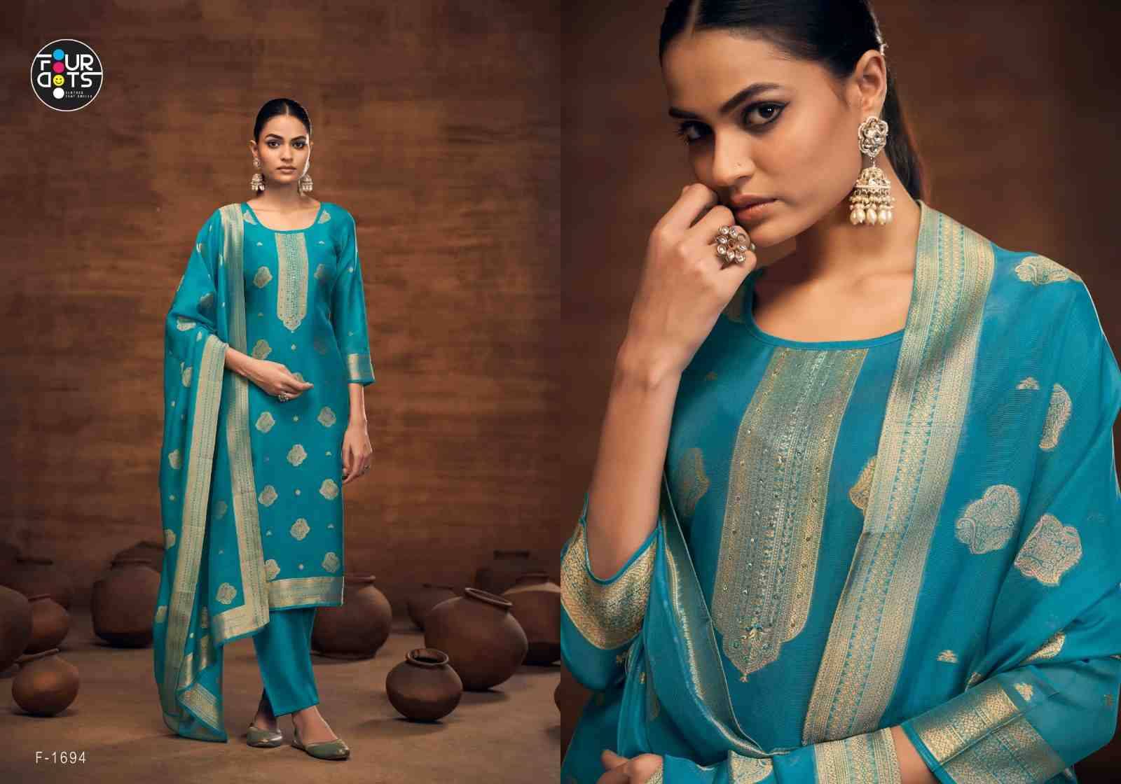 Kalaa By Four Dots 1691 To 1694 Series Designer Stylish Fancy Colorful Beautiful Party Wear & Ethnic Wear Collection Organza Silk Dresses At Wholesale Price