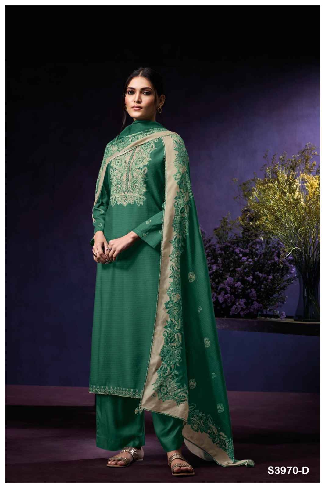 Syara-3970 By Ganga Fashion 3970-A To 3970-D Series Beautiful Festive Suits Colorful Stylish Fancy Casual Wear & Ethnic Wear Pure Pashmina Dresses At Wholesale Price