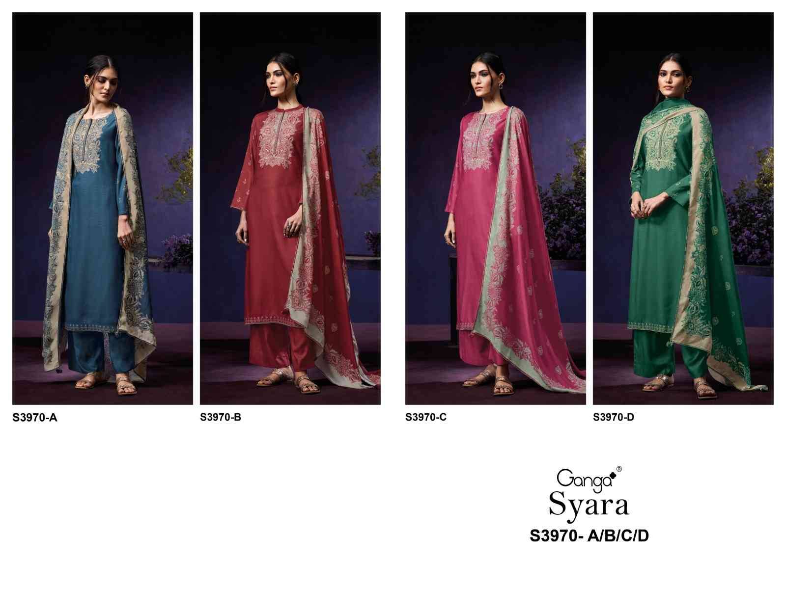 Syara-3970 By Ganga Fashion 3970-A To 3970-D Series Beautiful Festive Suits Colorful Stylish Fancy Casual Wear & Ethnic Wear Pure Pashmina Dresses At Wholesale Price