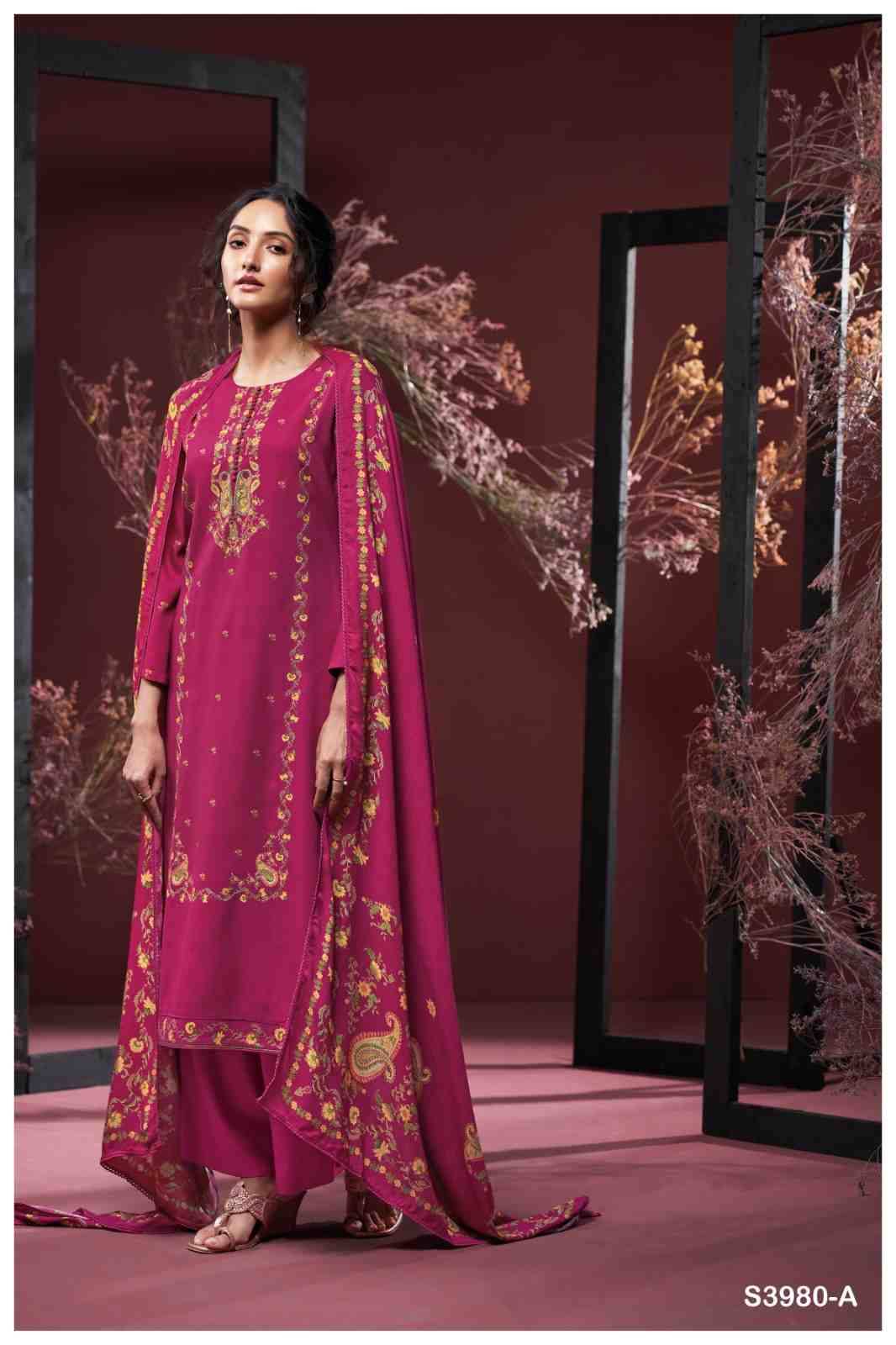 Janushi-3980 By Ganga Fashion 3980-A To 3980-D Series Beautiful Festive Suits Colorful Stylish Fancy Casual Wear & Ethnic Wear Pure Pashmina Dresses At Wholesale Price
