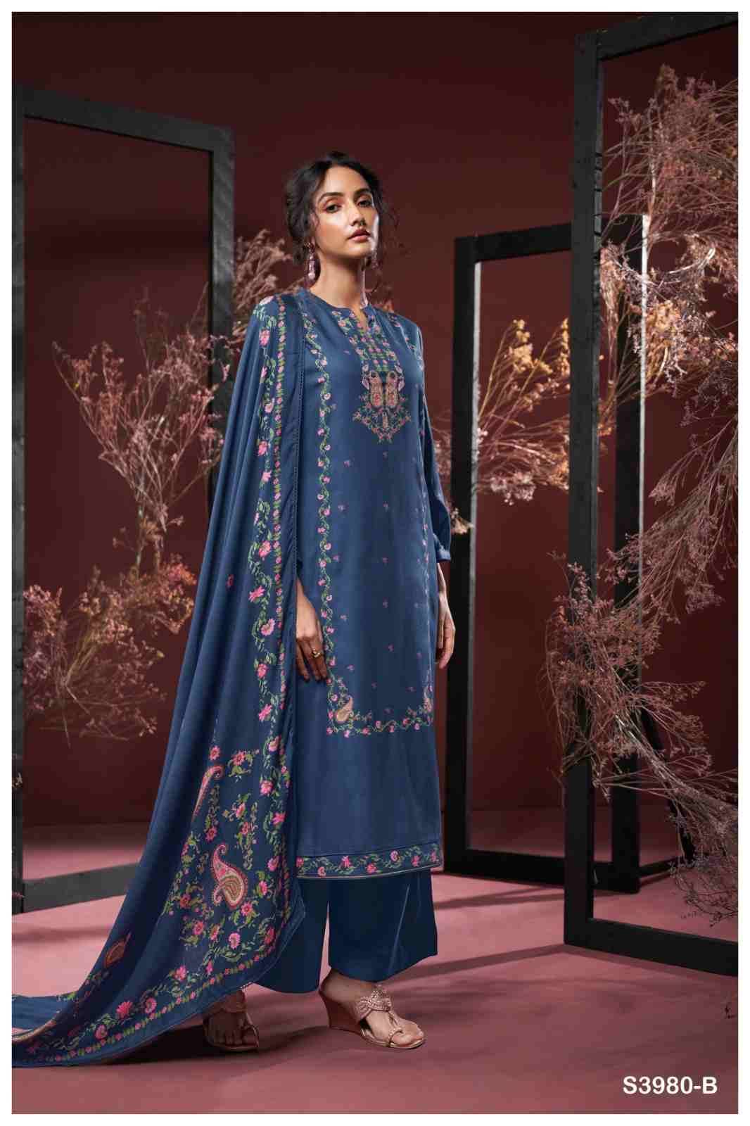Janushi-3980 By Ganga Fashion 3980-A To 3980-D Series Beautiful Festive Suits Colorful Stylish Fancy Casual Wear & Ethnic Wear Pure Pashmina Dresses At Wholesale Price