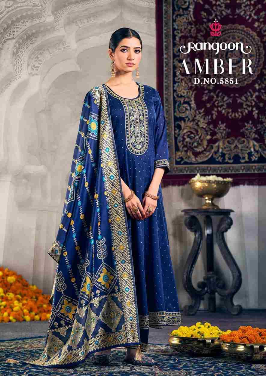 Amber By Rangoon 5851 To 5854 Series Beautiful Stylish Anarkali Suits Fancy Colorful Casual Wear & Ethnic Wear & Ready To Wear Jacquard Dresses At Wholesale Price