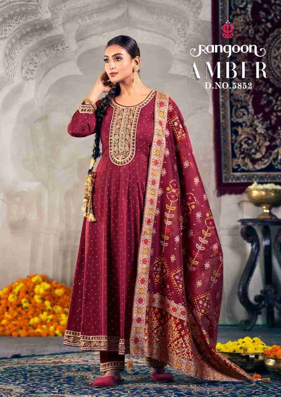 Amber By Rangoon 5851 To 5854 Series Beautiful Stylish Anarkali Suits Fancy Colorful Casual Wear & Ethnic Wear & Ready To Wear Jacquard Dresses At Wholesale Price