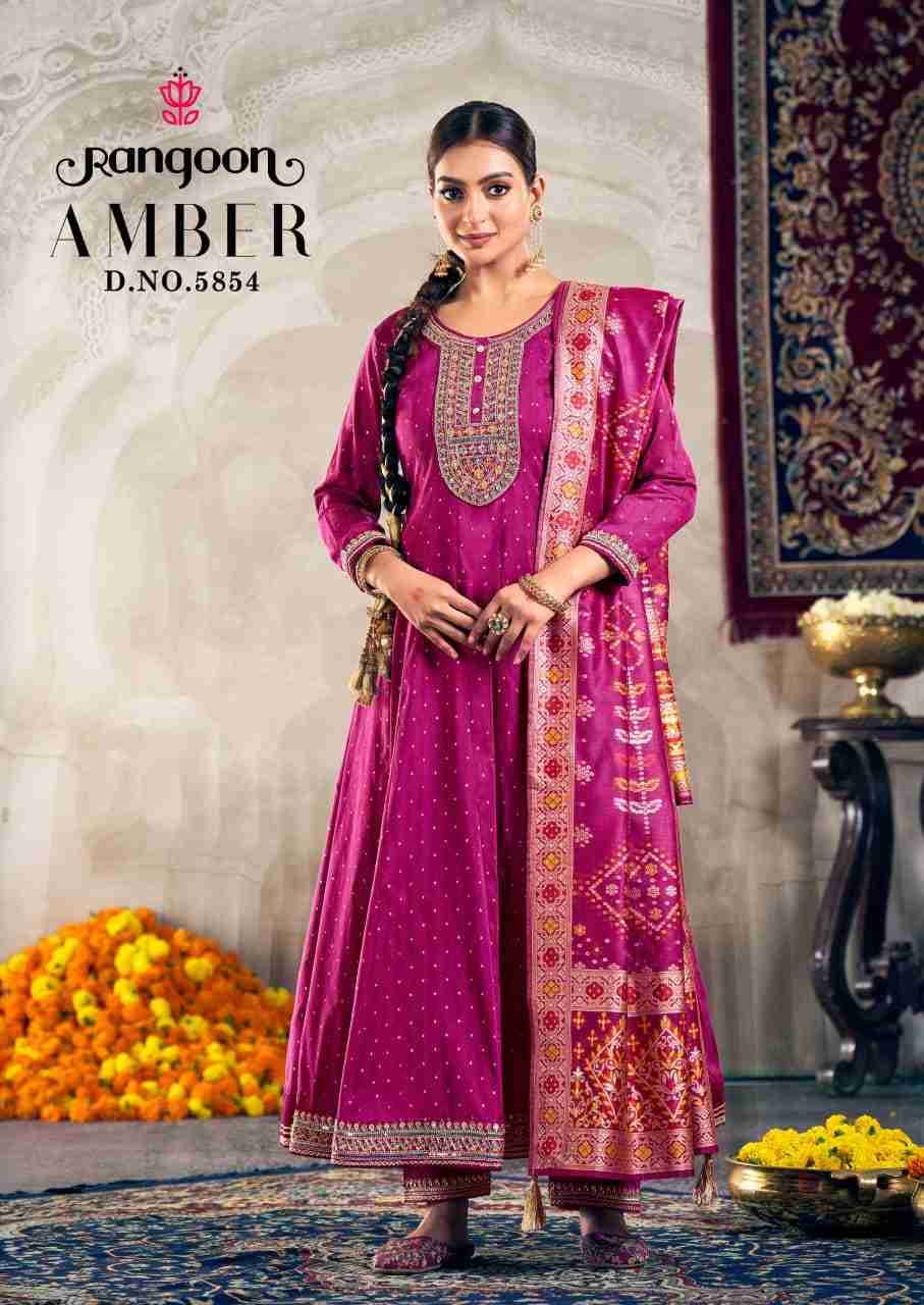 Amber By Rangoon 5851 To 5854 Series Beautiful Stylish Anarkali Suits Fancy Colorful Casual Wear & Ethnic Wear & Ready To Wear Jacquard Dresses At Wholesale Price