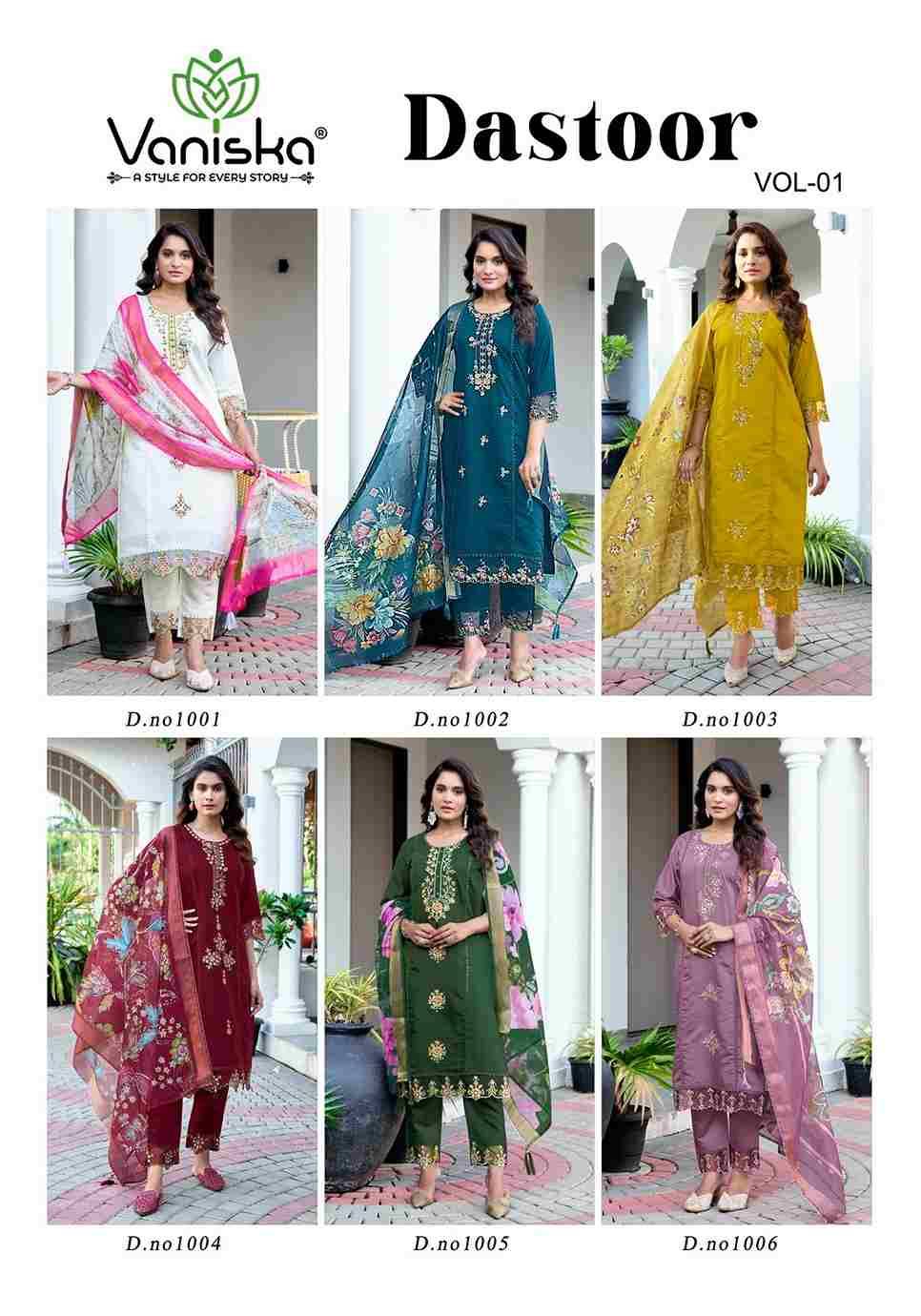 Dastoor Vol-1 By Vaniska 1001 To 1006 Series Designer Festive Suits Collection Beautiful Stylish Fancy Colorful Party Wear & Occasional Wear Roman Silk Embroidered Kurtis At Wholesale Price