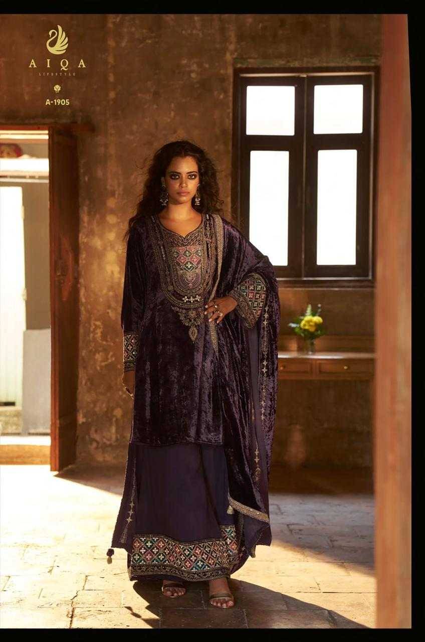 Shuijing By Aiqa 1901 To 1906 Series Beautiful Festive Suits Colorful Stylish Fancy Casual Wear & Ethnic Wear Pure Viscose Velvet Dresses At Wholesale Price