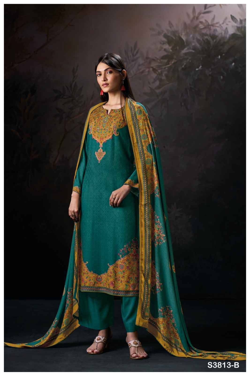 Ayira-3813 By Ganga Fashion 3813-A To 3813-D Series Beautiful Festive Suits Colorful Stylish Fancy Casual Wear & Ethnic Wear Pure Pashmina Jacquard Dresses At Wholesale Price