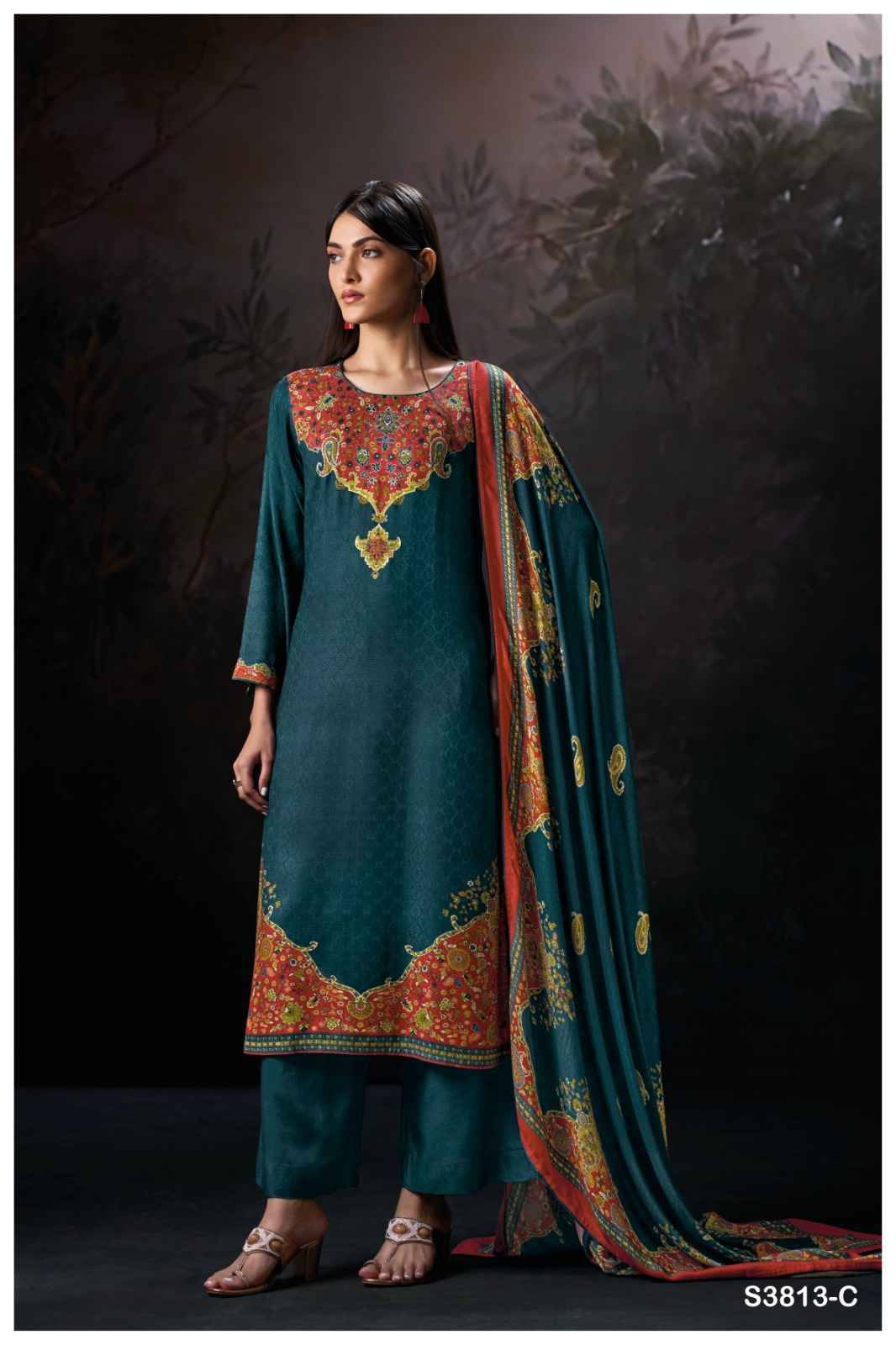 Ayira-3813 By Ganga Fashion 3813-A To 3813-D Series Beautiful Festive Suits Colorful Stylish Fancy Casual Wear & Ethnic Wear Pure Pashmina Jacquard Dresses At Wholesale Price