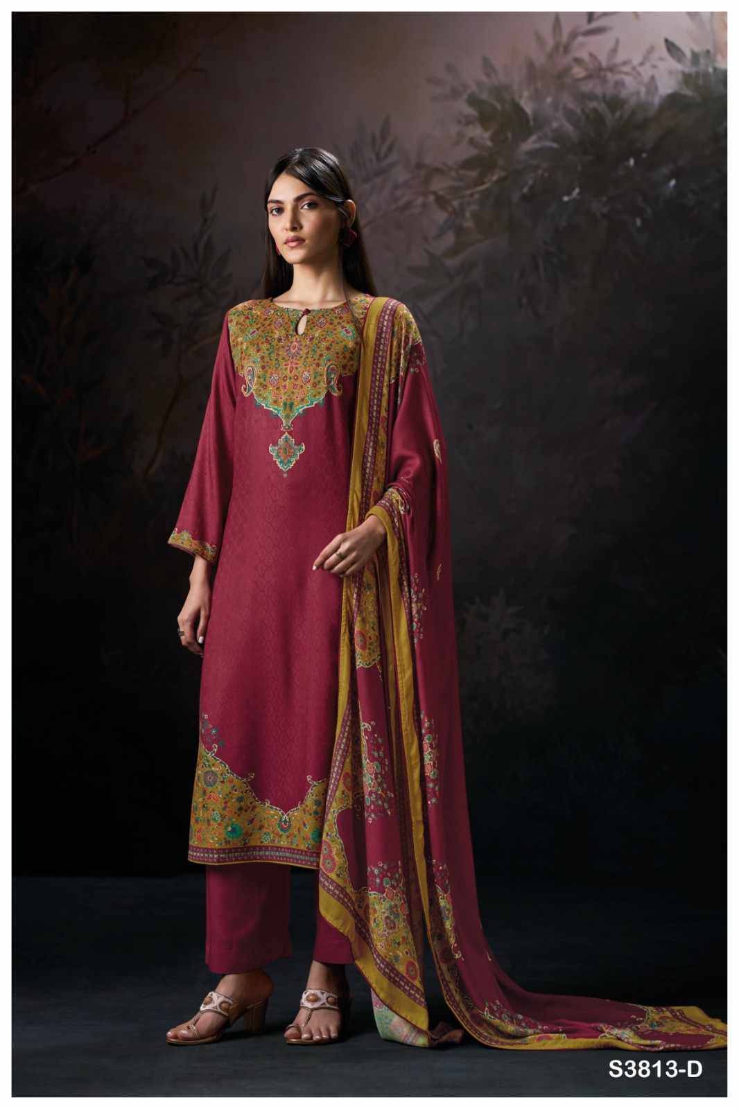 Ayira-3813 By Ganga Fashion 3813-A To 3813-D Series Beautiful Festive Suits Colorful Stylish Fancy Casual Wear & Ethnic Wear Pure Pashmina Jacquard Dresses At Wholesale Price