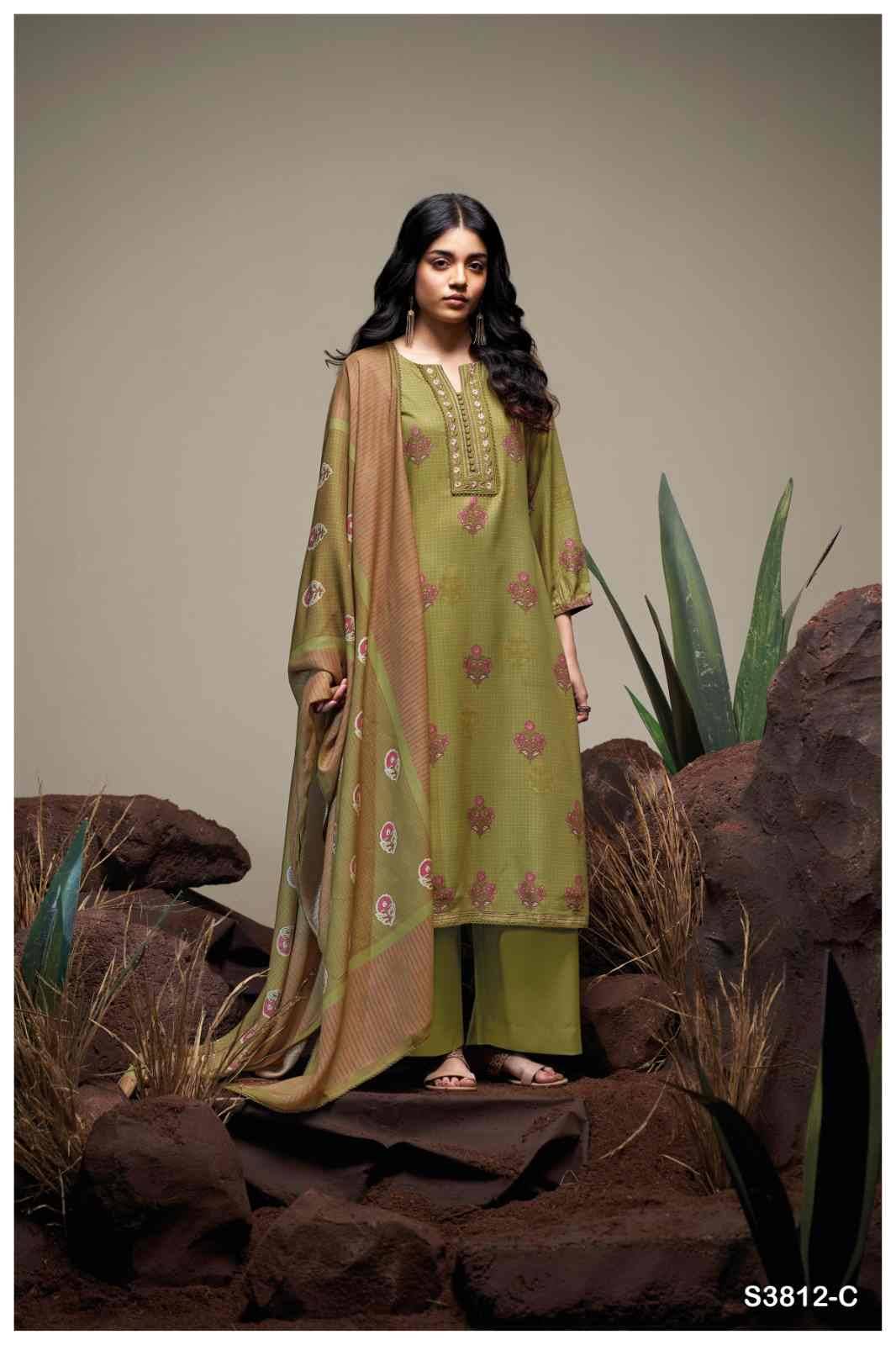 Danika-3812 By Ganga Fashion 3812-A To 3812-D Series Beautiful Festive Suits Colorful Stylish Fancy Casual Wear & Ethnic Wear Pure Pashmina Dresses At Wholesale Price