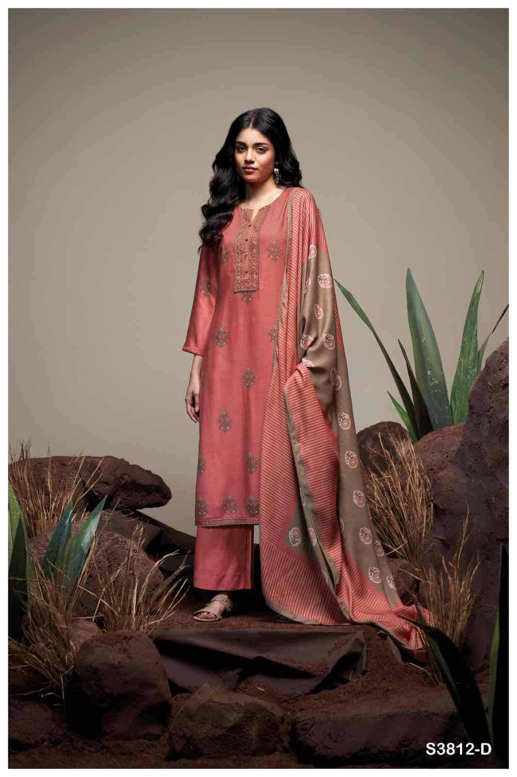 Danika-3812 By Ganga Fashion 3812-A To 3812-D Series Beautiful Festive Suits Colorful Stylish Fancy Casual Wear & Ethnic Wear Pure Pashmina Dresses At Wholesale Price
