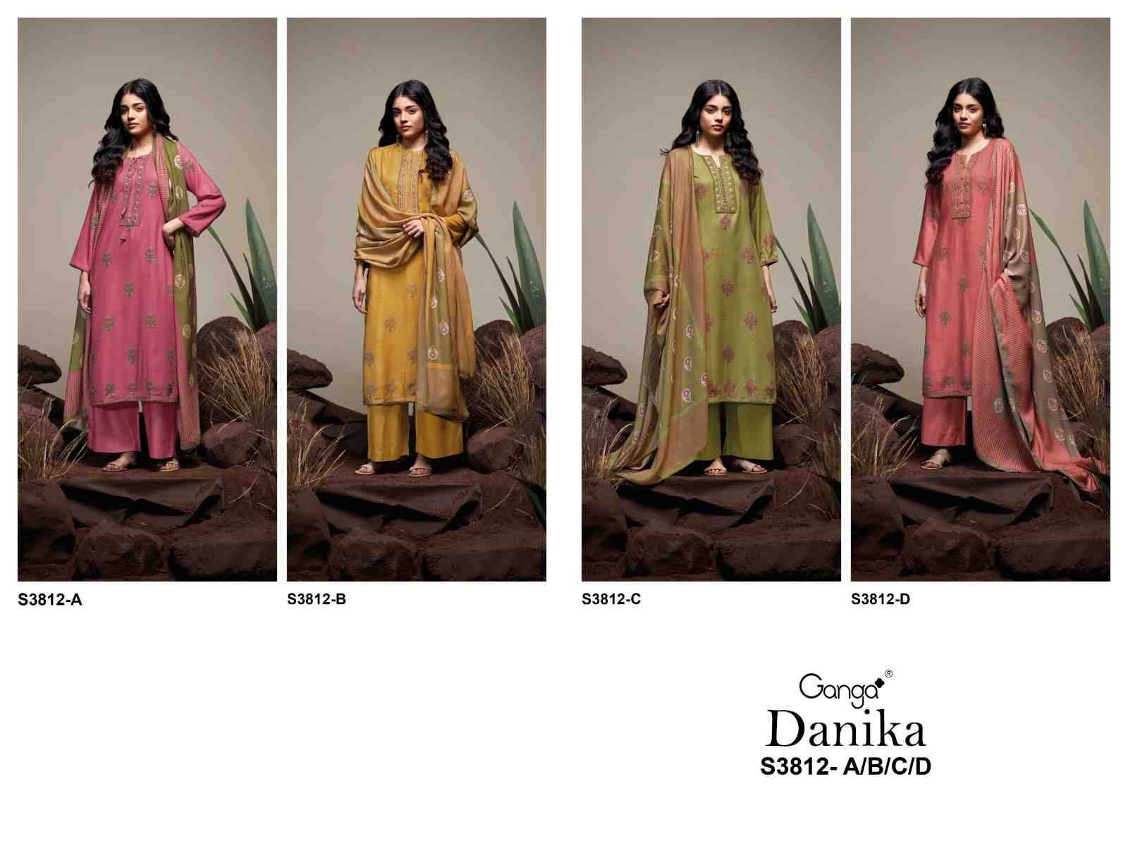 Danika-3812 By Ganga Fashion 3812-A To 3812-D Series Beautiful Festive Suits Colorful Stylish Fancy Casual Wear & Ethnic Wear Pure Pashmina Dresses At Wholesale Price