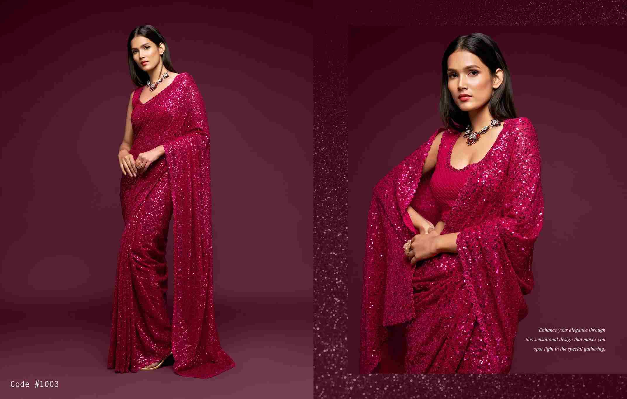 Starlet Sarees By Zeel Clothing 1001 To 1012 Series Indian Traditional Wear Collection Beautiful Stylish Fancy Colorful Party Wear & Occasional Wear Georgette Sarees At Wholesale Price