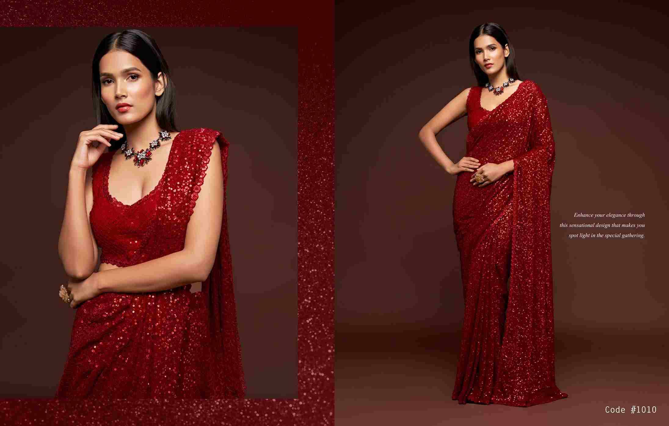 Starlet Sarees By Zeel Clothing 1001 To 1012 Series Indian Traditional Wear Collection Beautiful Stylish Fancy Colorful Party Wear & Occasional Wear Georgette Sarees At Wholesale Price