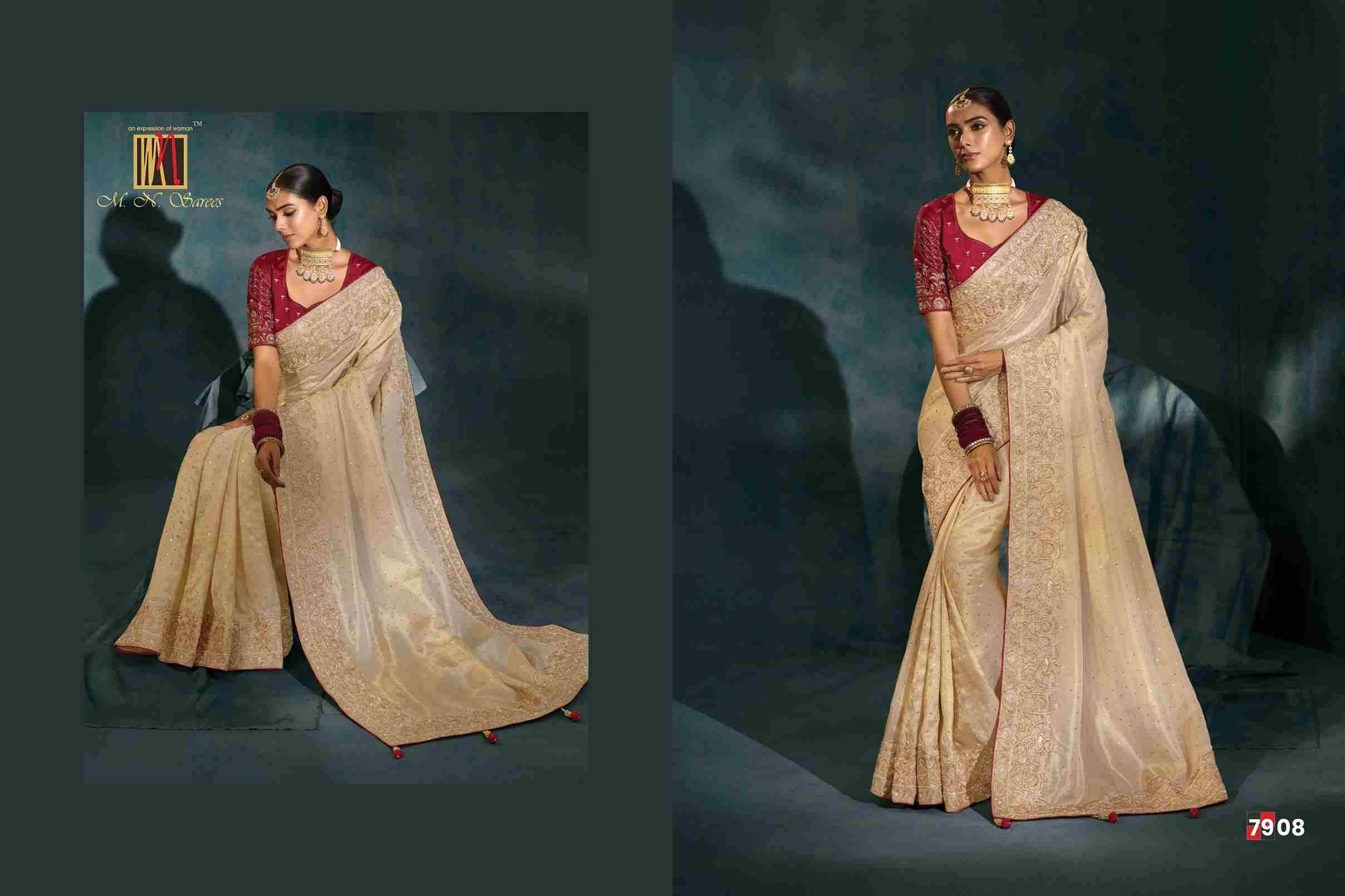 Shahi Poshak Vol-5 By M.N. Sarees 7901 To 7912 Series Indian Traditional Wear Collection Beautiful Stylish Fancy Colorful Party Wear & Occasional Wear Silk Sarees At Wholesale Price
